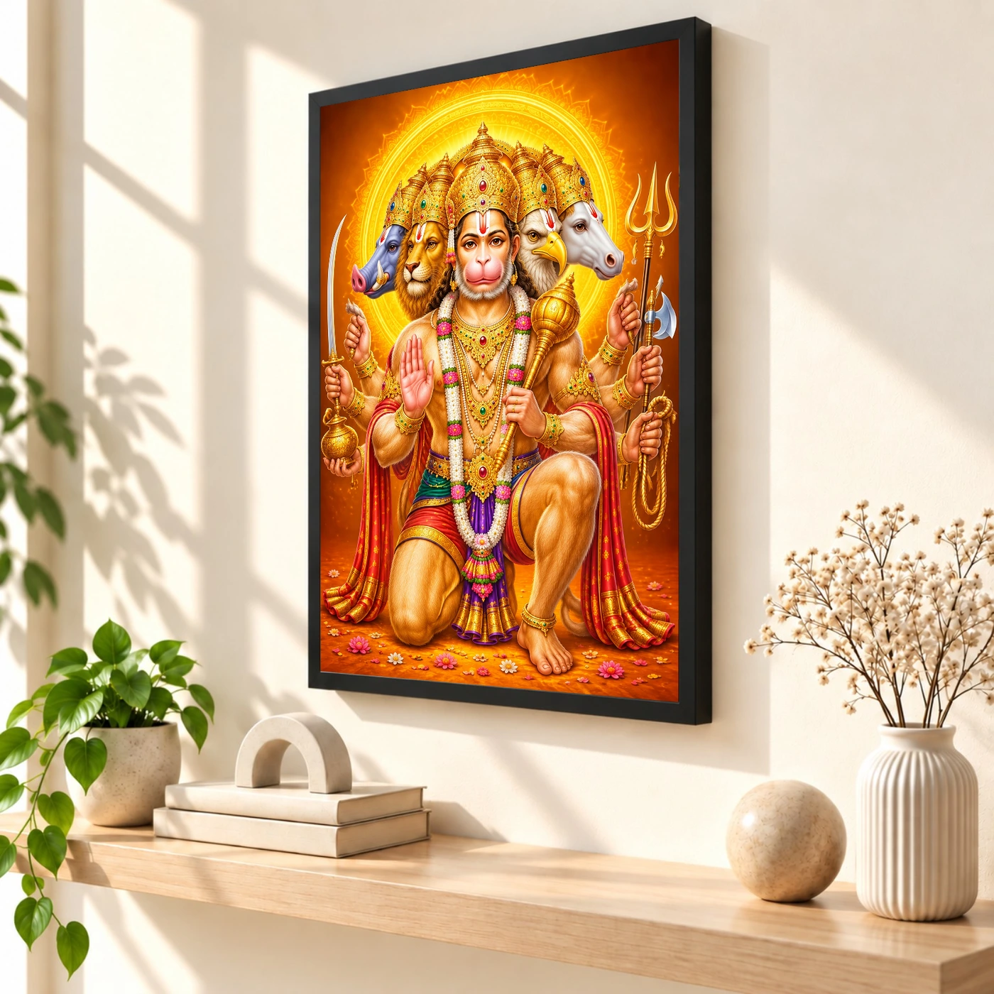 Panchmukhi Hanuman Vivid Premium Spiritual Poster Art Photo Frame, view 2