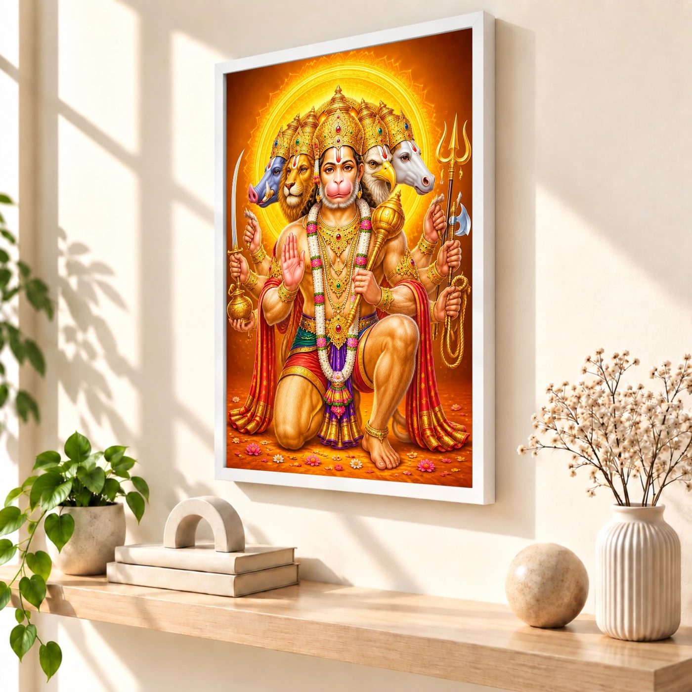 Panchmukhi Hanuman Vivid Premium Spiritual Poster Art Photo Frame, view 7