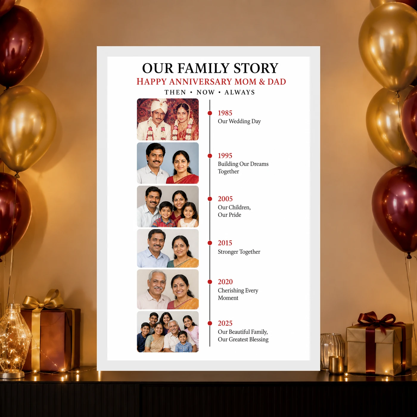 Parents Anniversary Vintage Scrapbook Family Memory Photo Frame, view 10