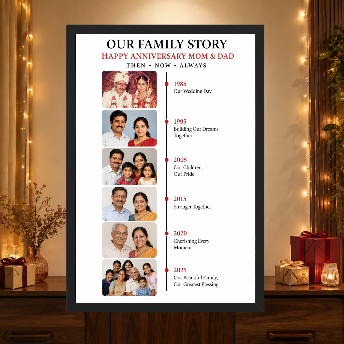 Parents Anniversary Vintage Scrapbook Family Memory Photo Frame, view 4