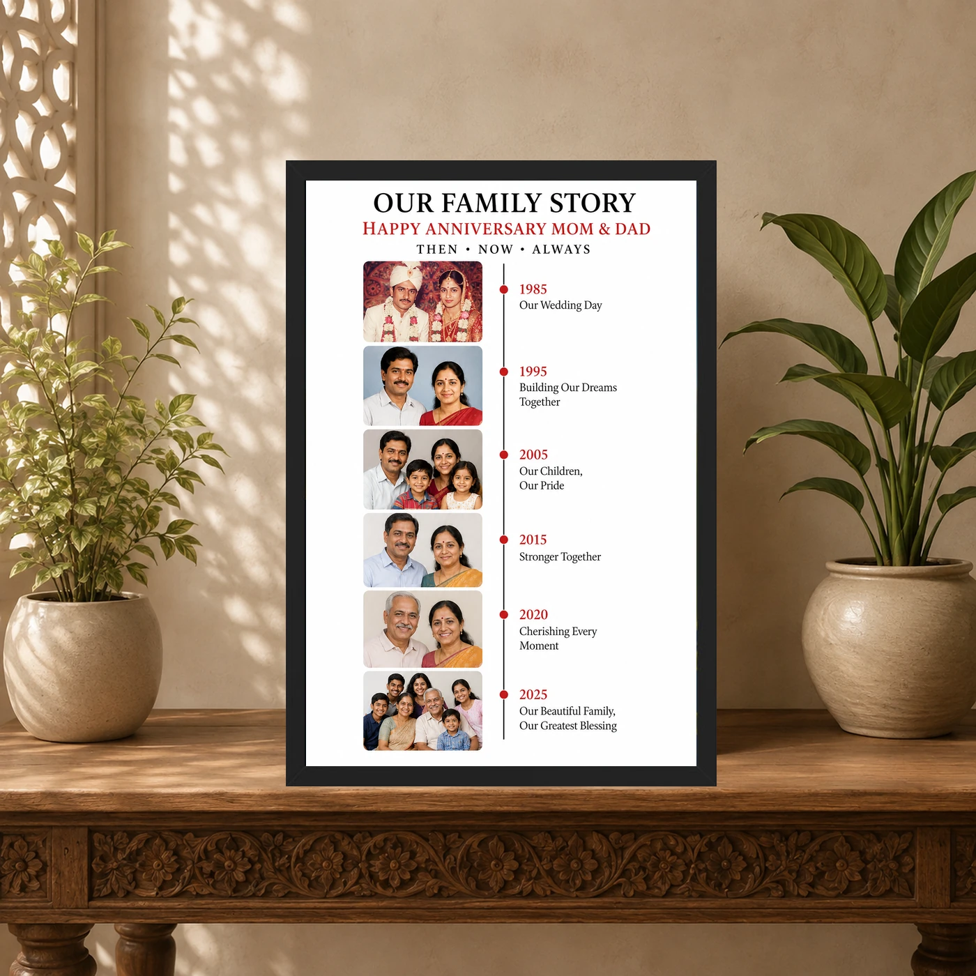 Parents Anniversary Vintage Scrapbook Family Memory Photo Frame, view 5
