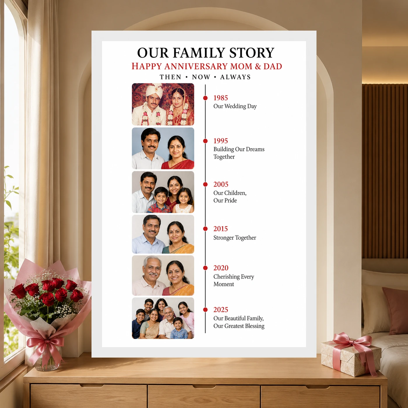 Parents Anniversary Vintage Scrapbook Family Memory Photo Frame, view 6