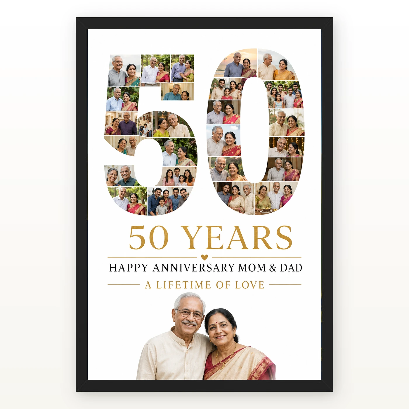 Parents Anniversary Golden Jubilee 50 Floral Celebration Photo Frame