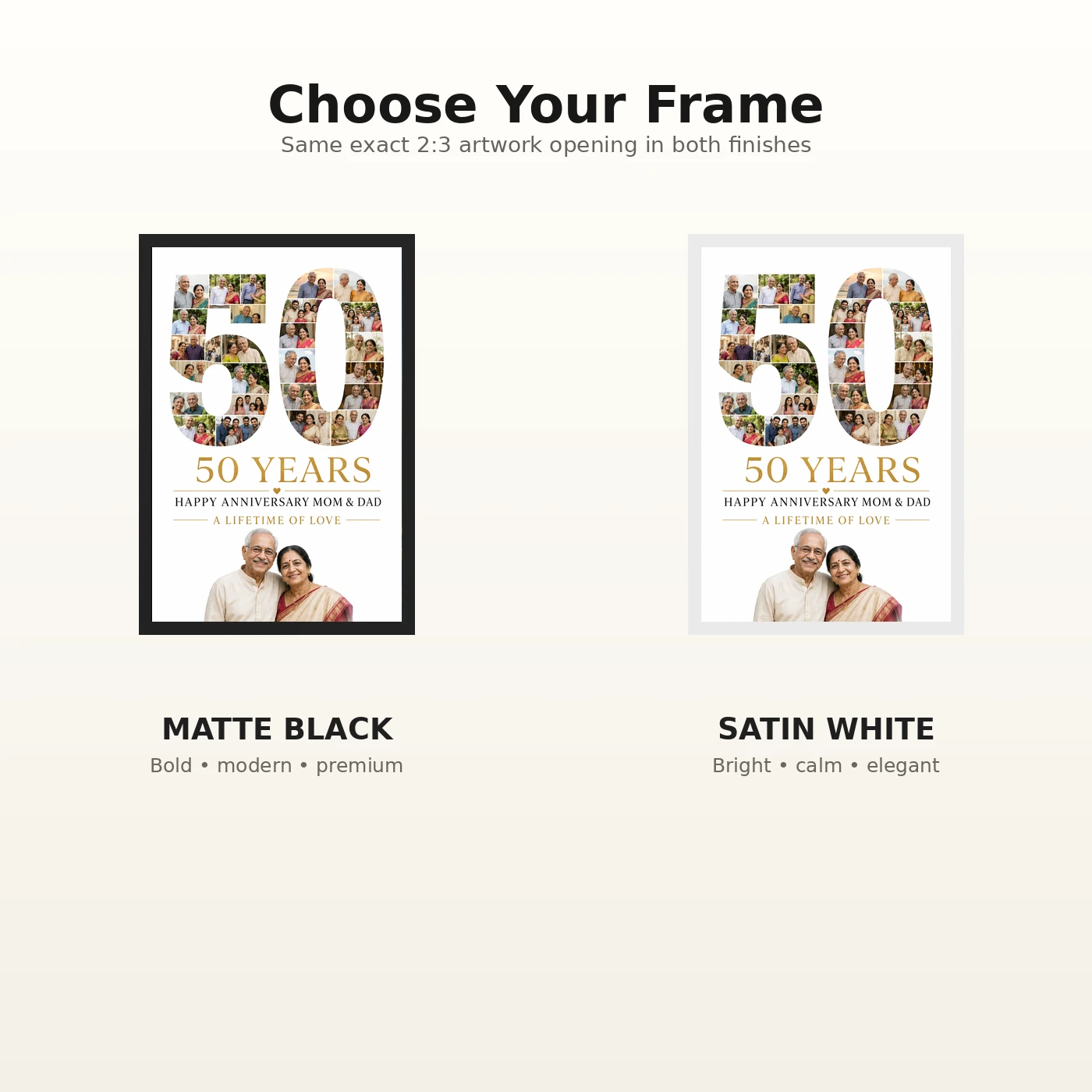 Parents Anniversary 50th Golden Rose Heart Milestone Photo Frame, view 7