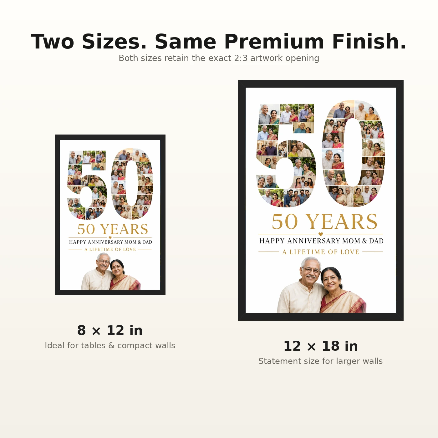Parents Anniversary 50th Golden Rose Heart Milestone Photo Frame, view 8
