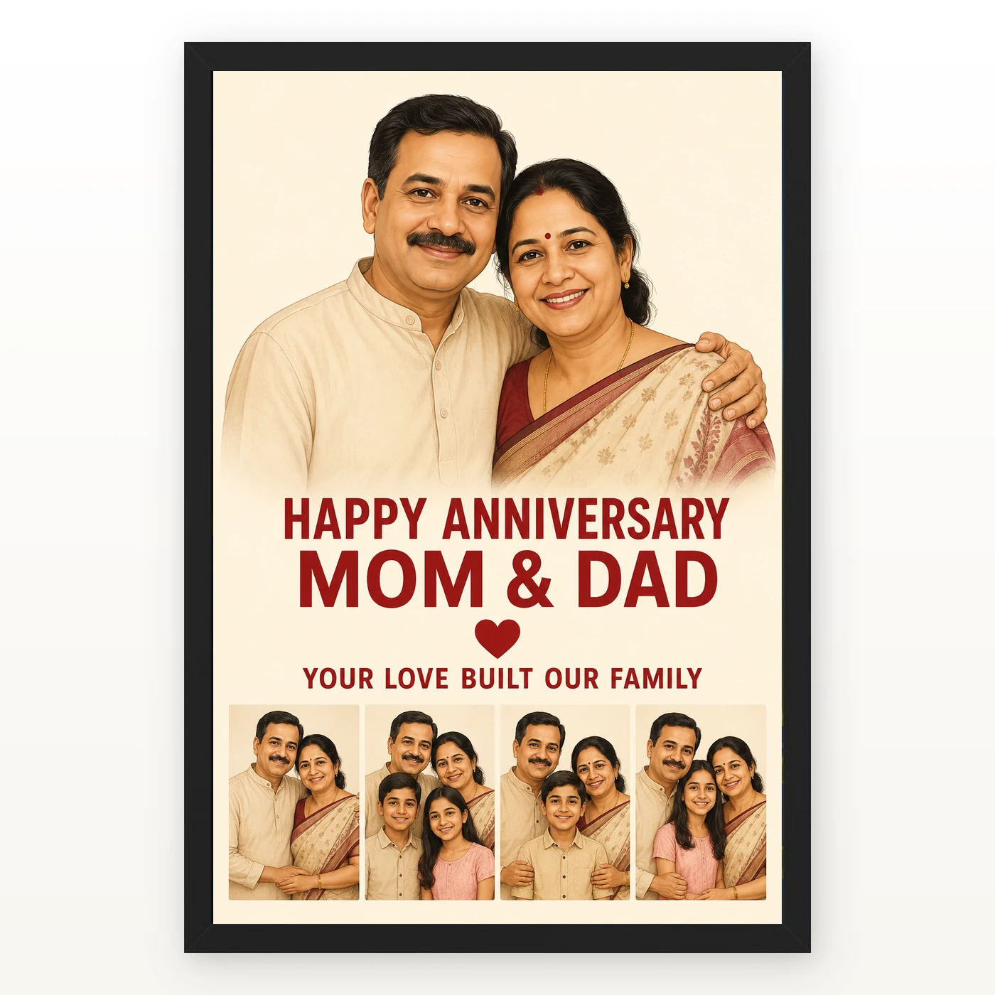 Parents Anniversary Mom Dad Elegant Calligraphy Love Eternal Photo Frame