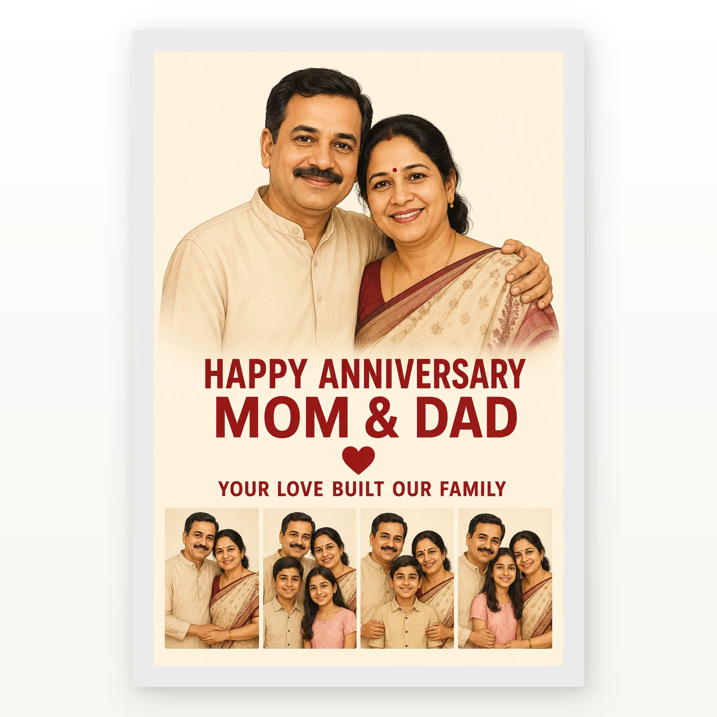 Parents Anniversary Mom Dad Romantic Rose Together Forever Photo Frame, view 2