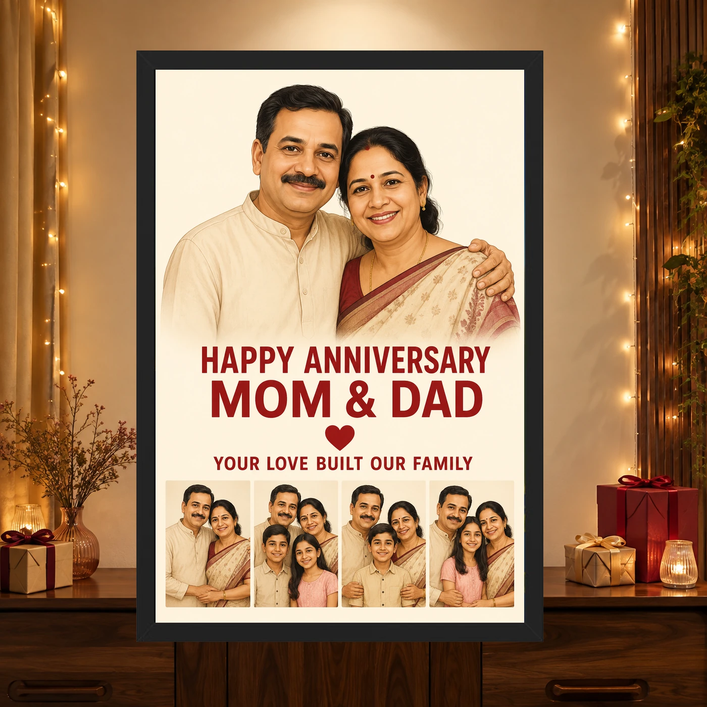 Parents Anniversary Mom Dad Romantic Rose Together Forever Photo Frame, view 4