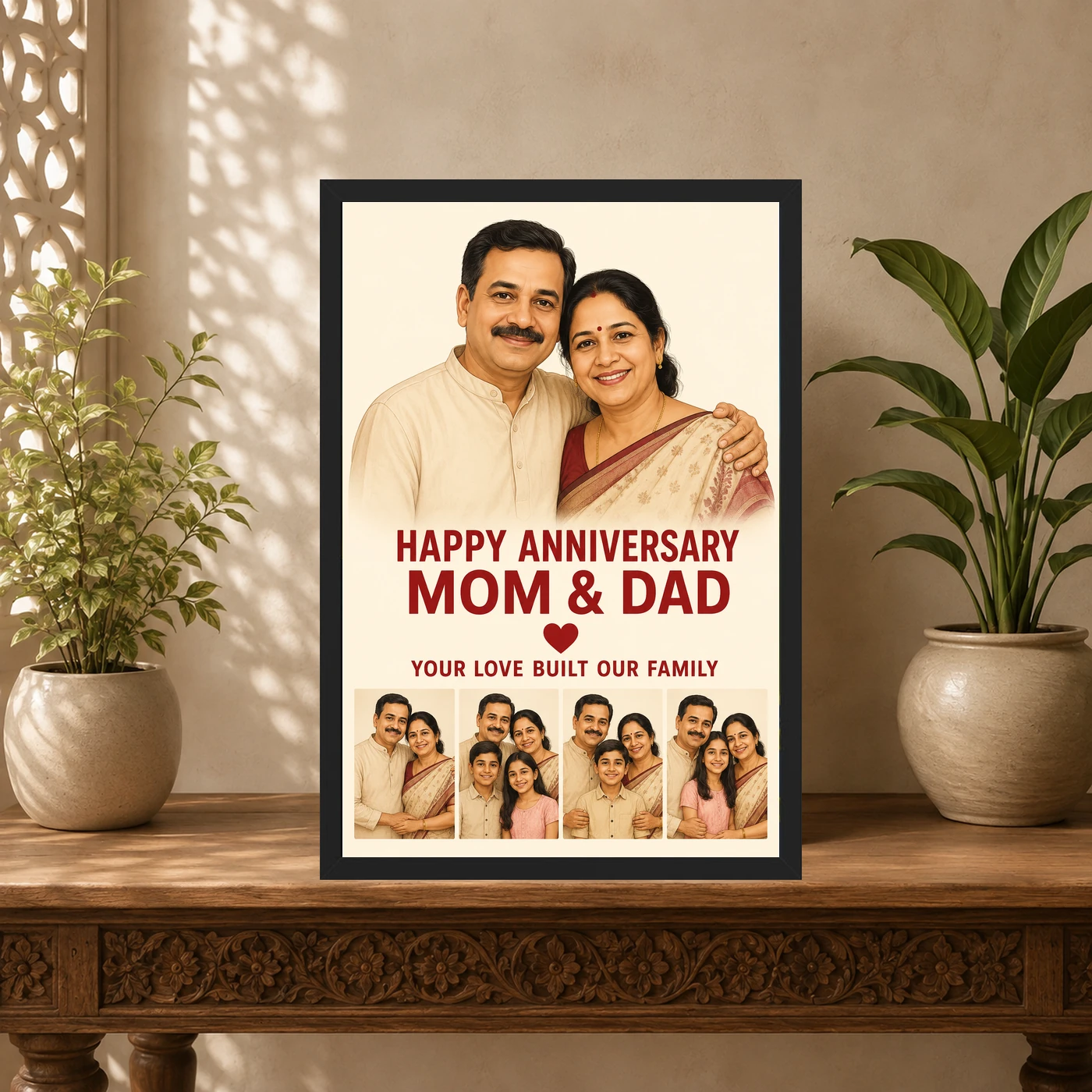 Parents Anniversary Mom Dad Romantic Rose Together Forever Photo Frame, view 5
