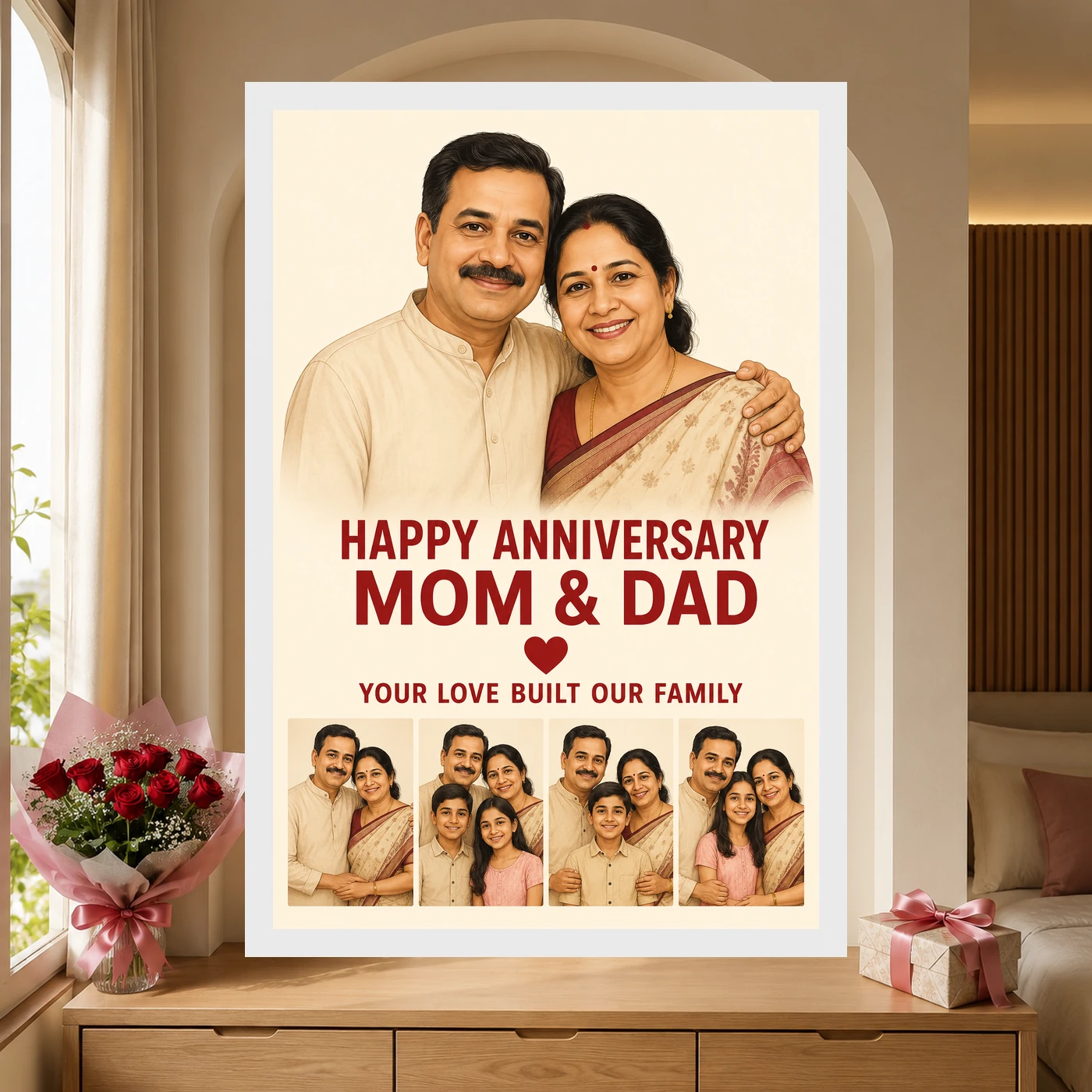 Parents Anniversary Mom Dad Romantic Rose Together Forever Photo Frame, view 6
