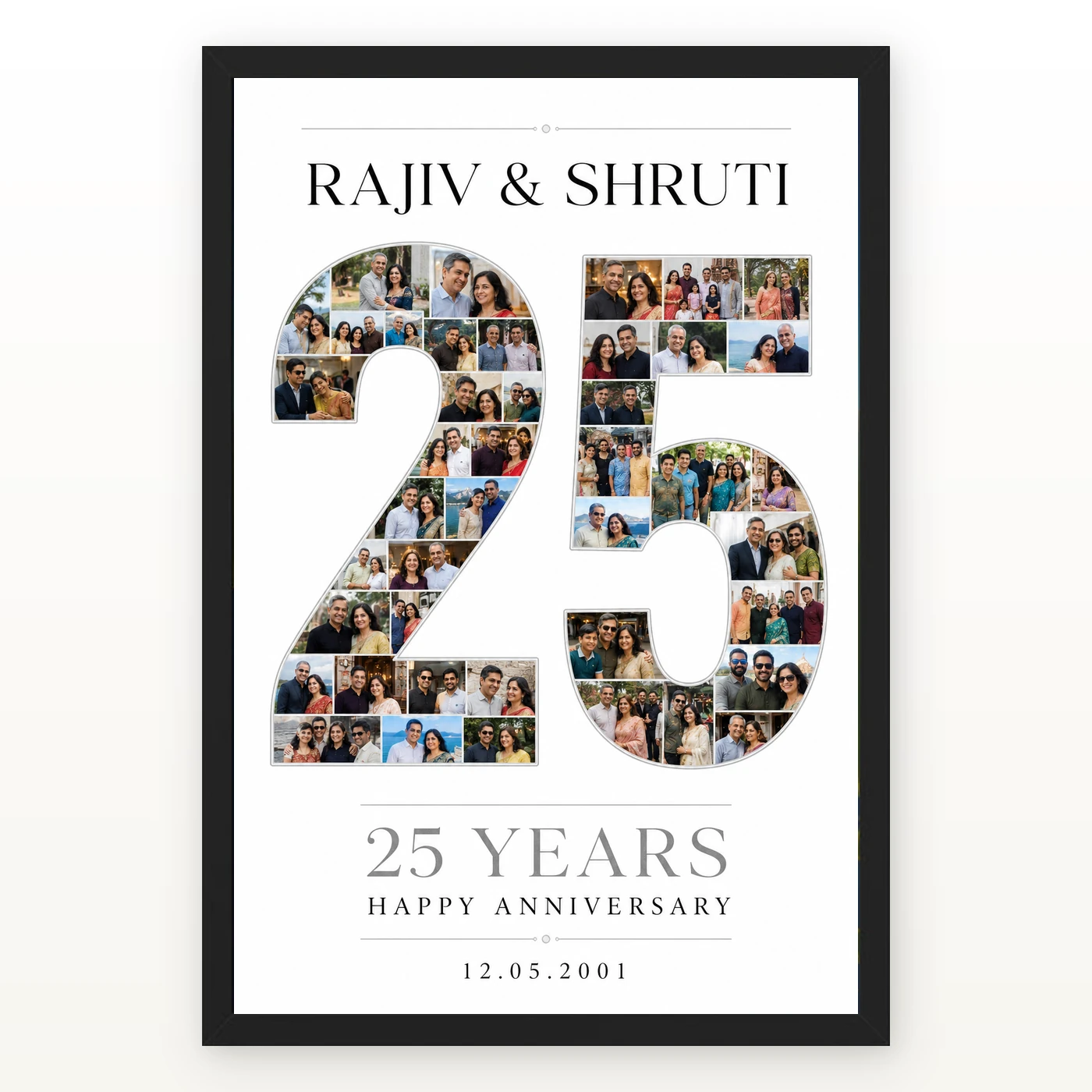 Parents Anniversary Silver Jubilee 25 Floral Rose Celebration Photo Frame
