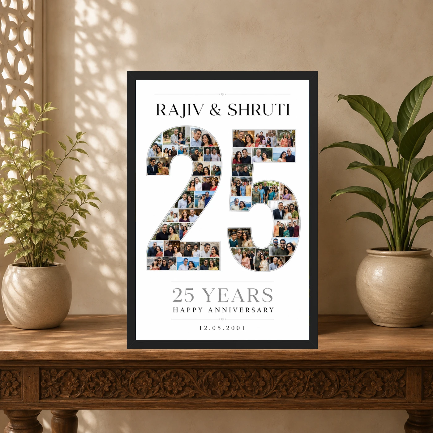 Parents Anniversary Silver Jubilee 25 Floral Rose Celebration Photo Frame, view 5