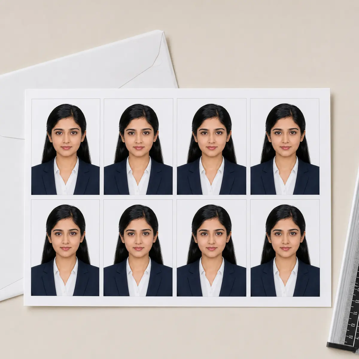 Passport Size Photo with White Background – Printed Copies