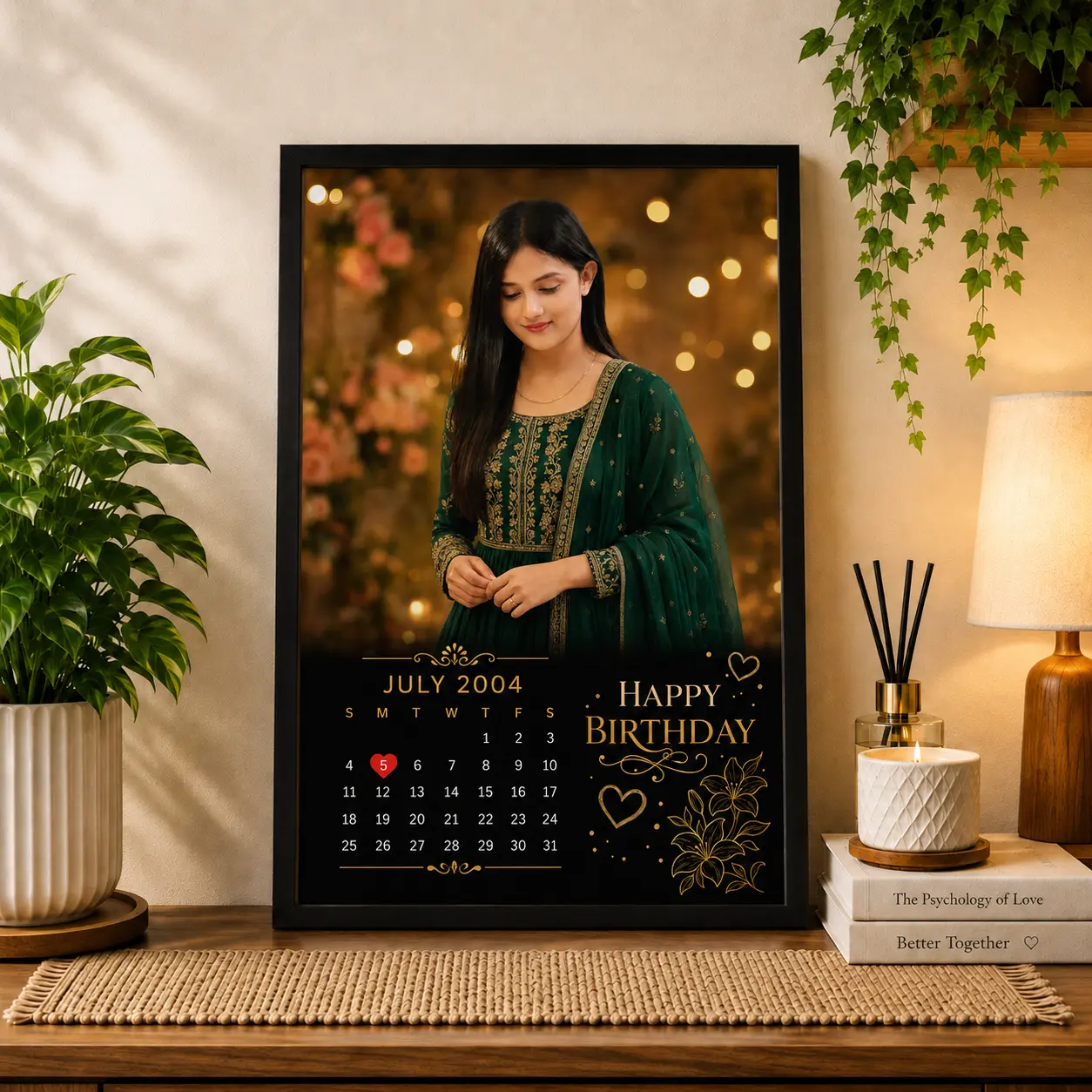 Personalized Birthday Calendar Photo Frame for Sister