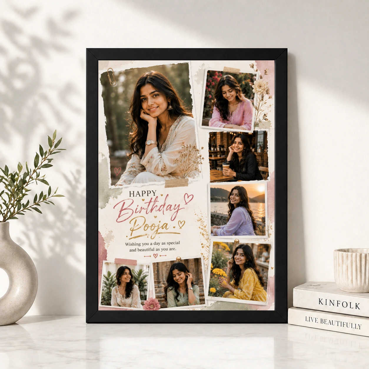 Personalized Birthday Table Photo Frame with 6 Photos, view 4