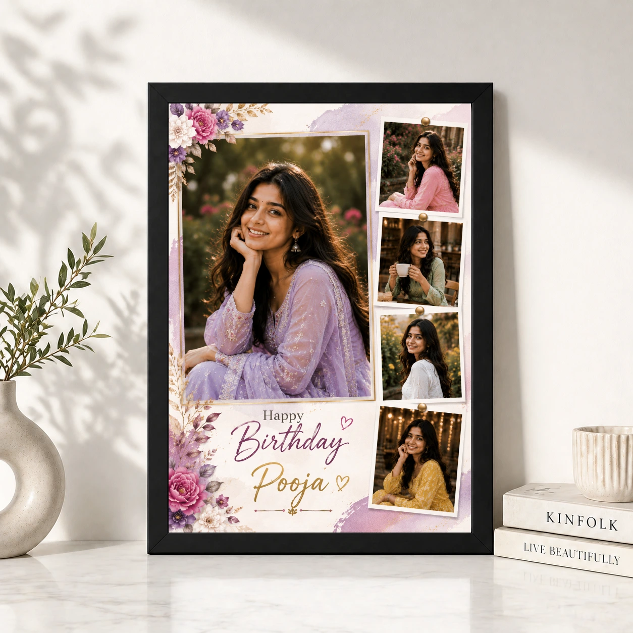 Personalized Birthday Table Photo Frame with Big Photo, view 4