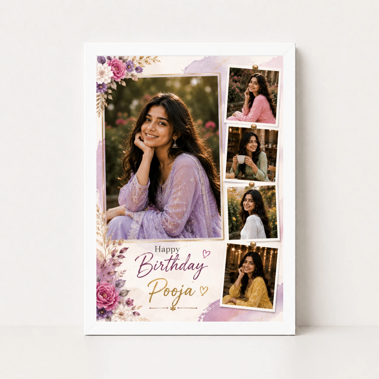 Personalized Birthday Table Photo Frame with Big Photo, view 5