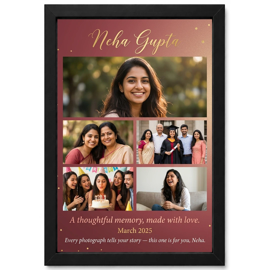 Personalized Collage Photo Frame Custom Name Elegant Multi Photo Frame