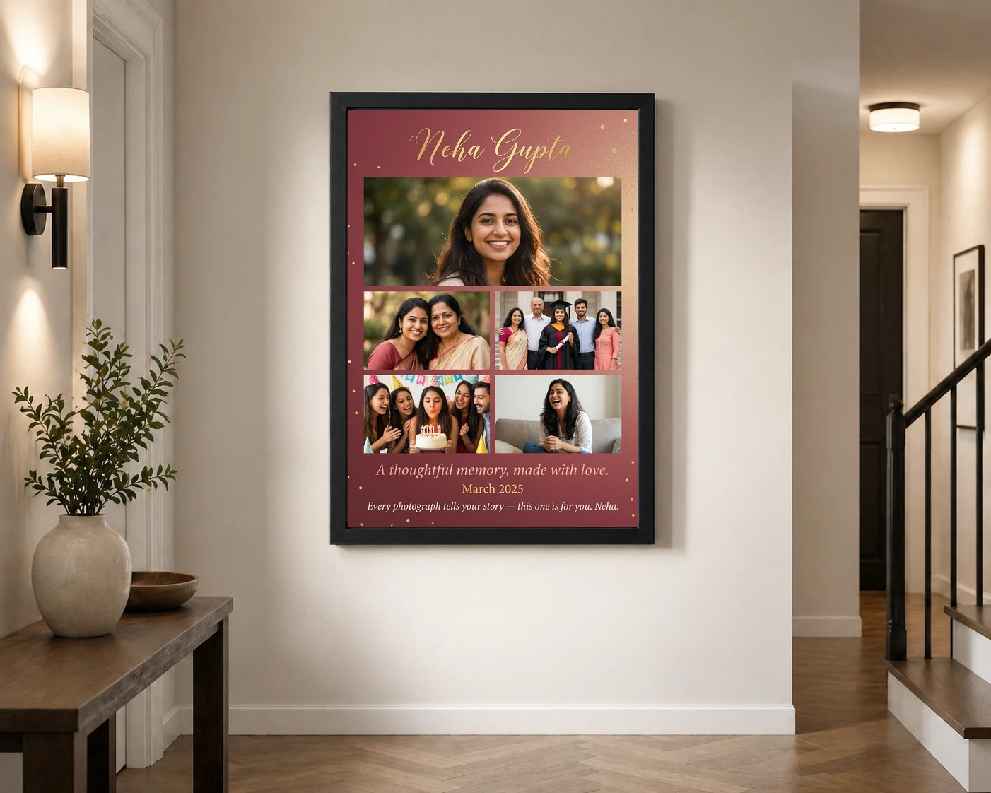 Personalized Collage Photo Frame Custom Name Elegant Multi Photo Frame, view 2