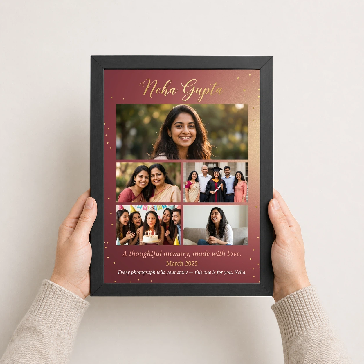 Personalized Collage Photo Frame Custom Name Elegant Multi Photo Frame, view 3