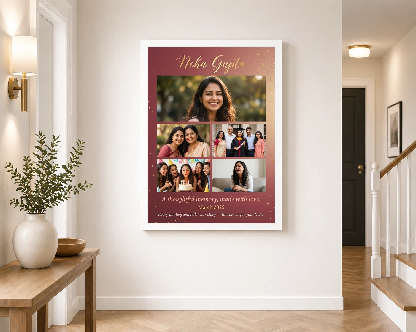 Personalized Collage Photo Frame Custom Name Elegant Multi Photo Frame, view 6