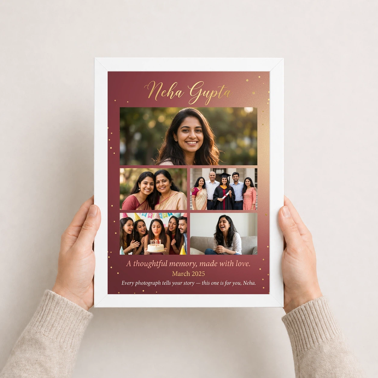 Personalized Collage Photo Frame Custom Name Elegant Multi Photo Frame, view 7