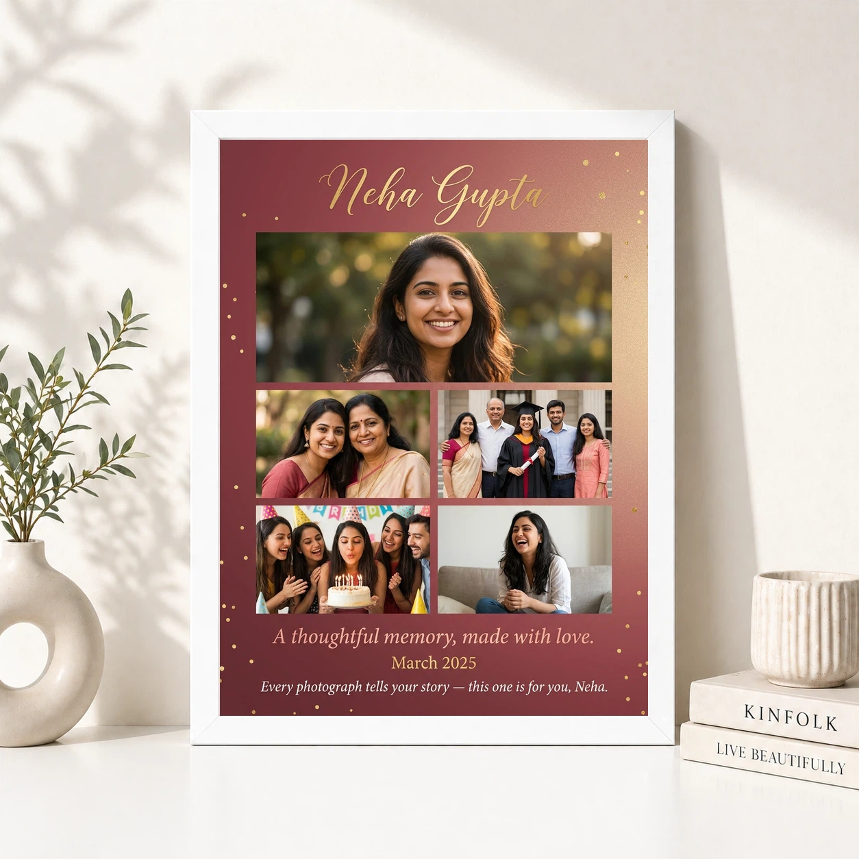 Personalized Collage Photo Frame Custom Name Elegant Multi Photo Frame, view 8