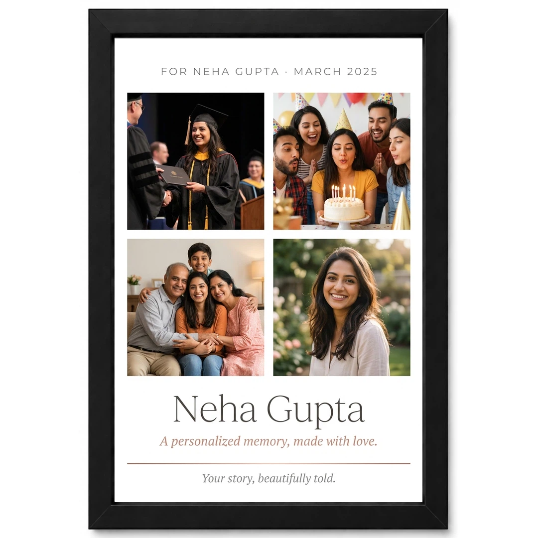 Personalized Collage Photo Frame Floral Elegant Name Memories Photo Frame