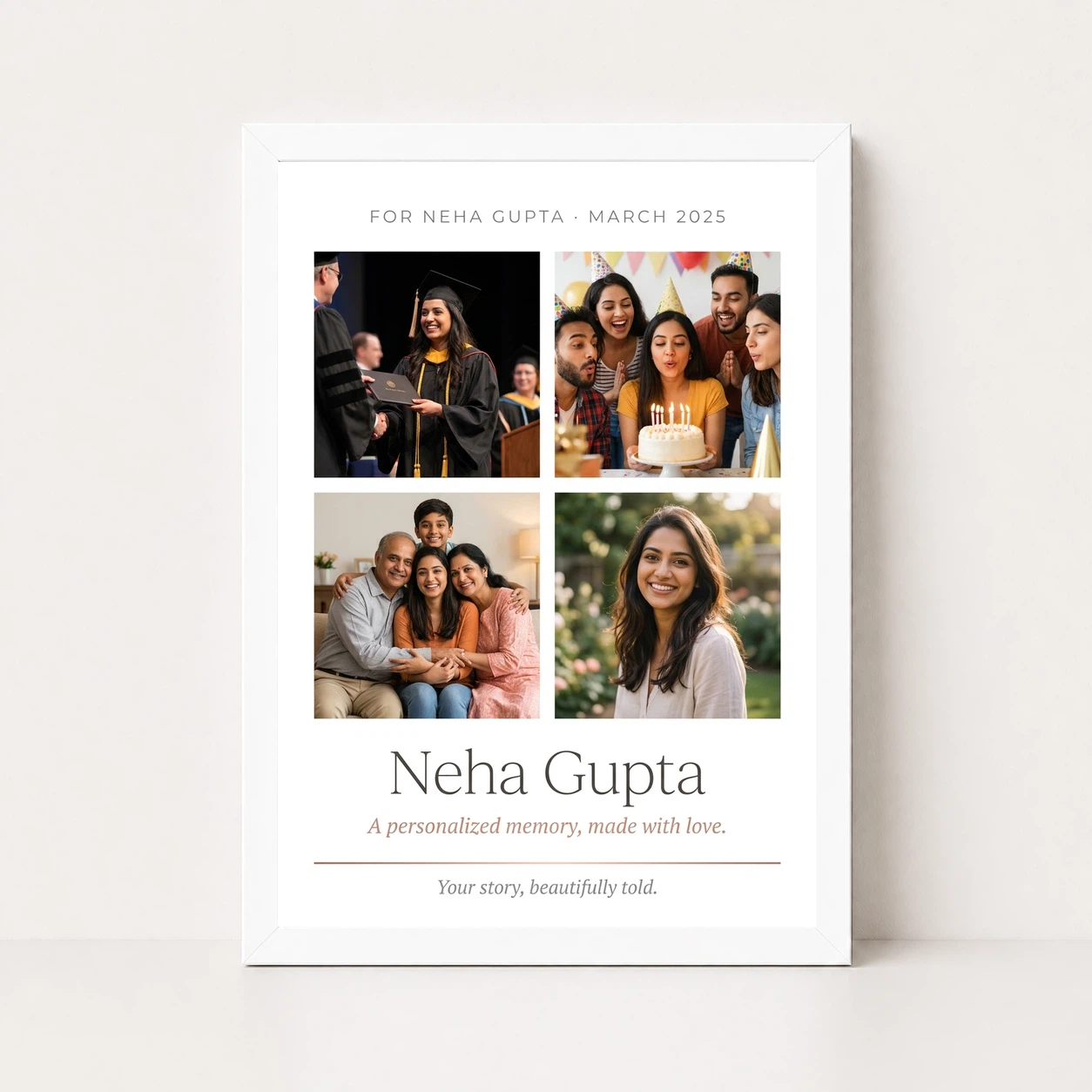 Personalized Collage Photo Frame Floral Elegant Name Memories Photo Frame, view 5