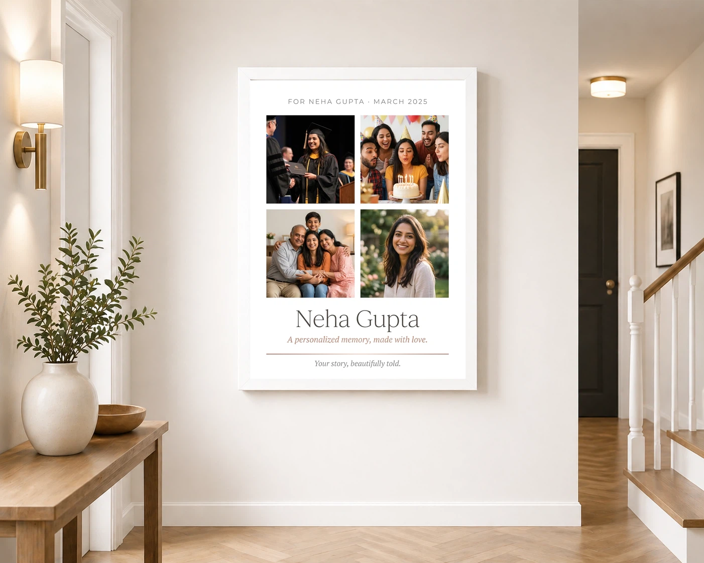 Personalized Collage Photo Frame Floral Elegant Name Memories Photo Frame, view 6