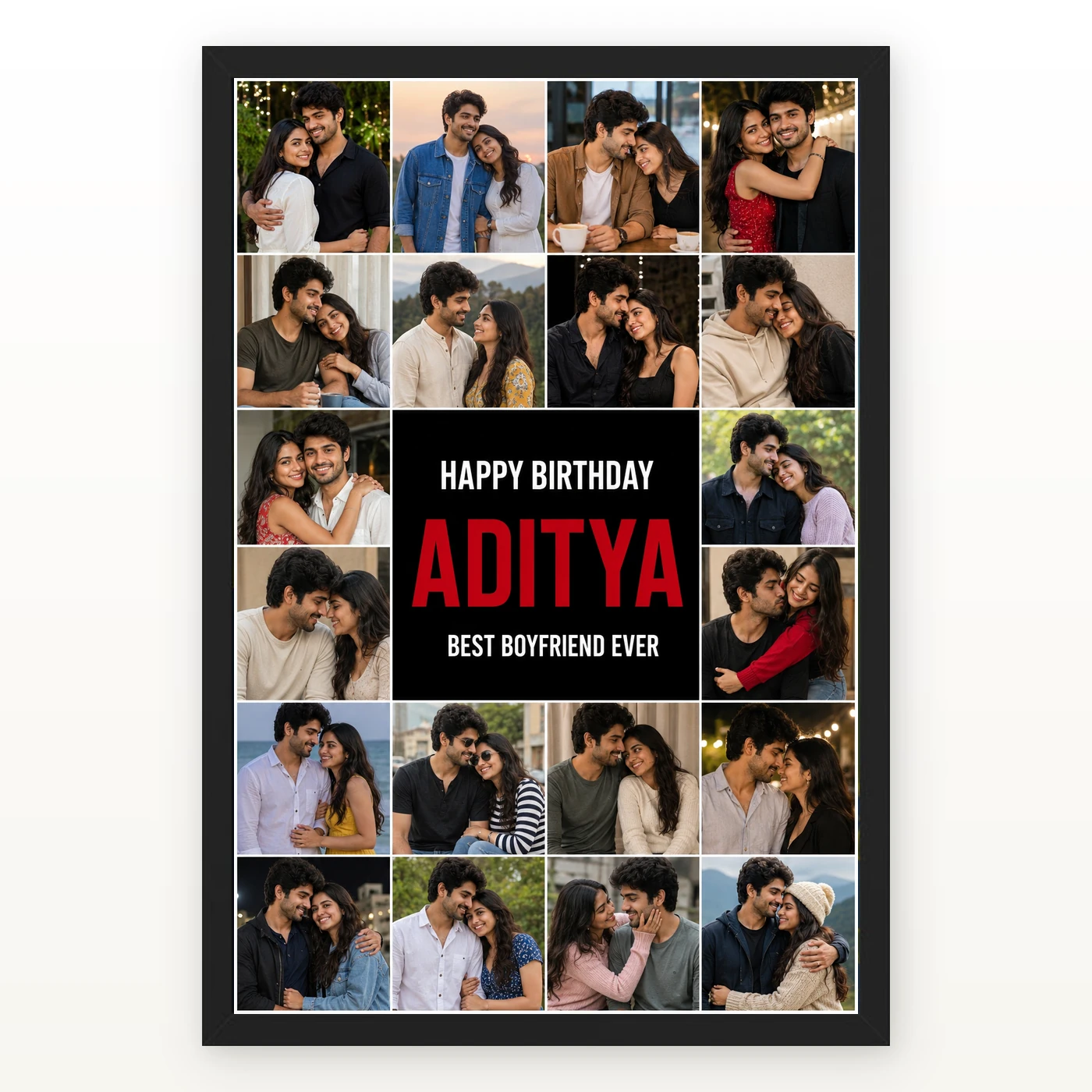 Personalized Editorial Filmstrip Photo Grid Frame With Message