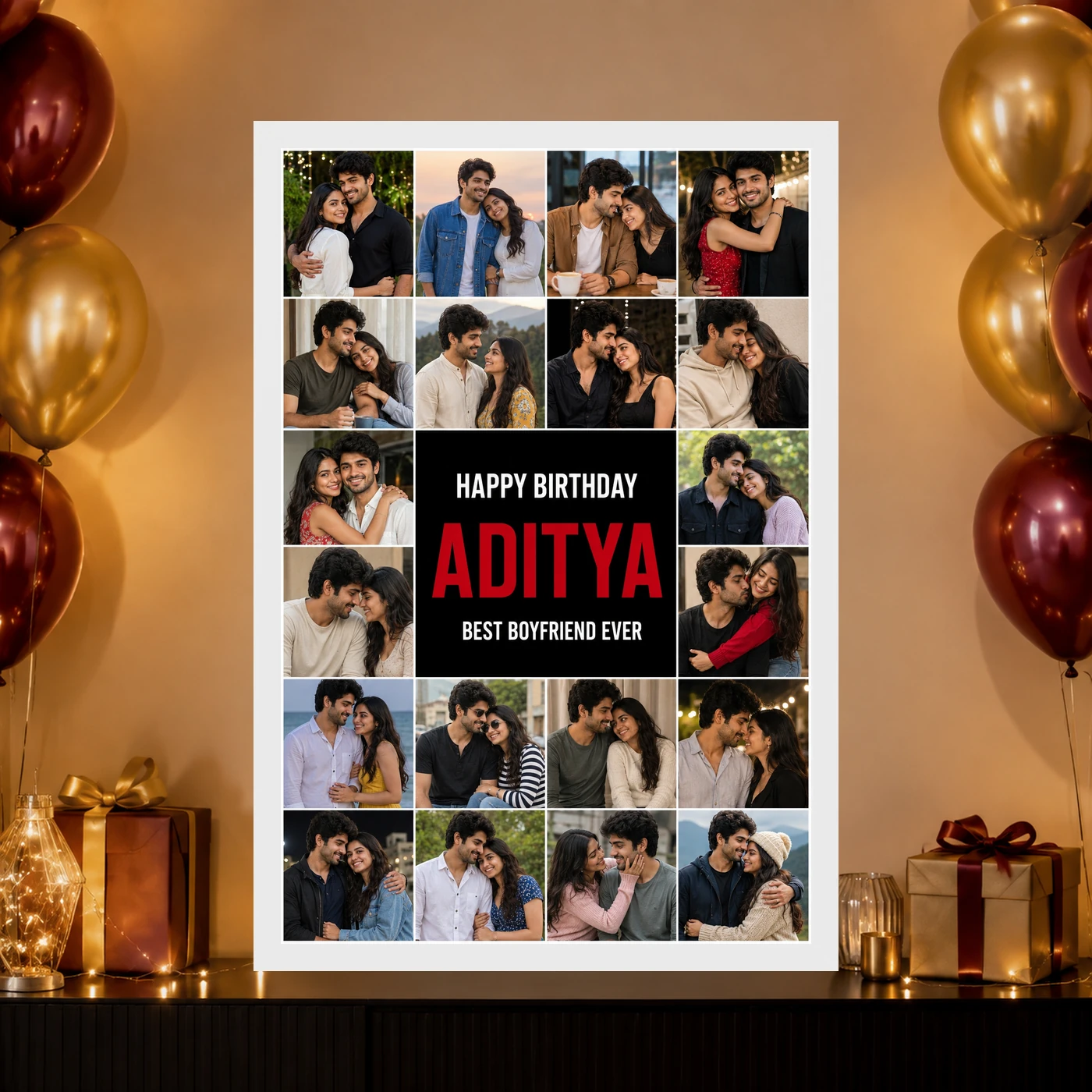 Personalized Editorial Filmstrip Photo Grid Frame With Message, view 10