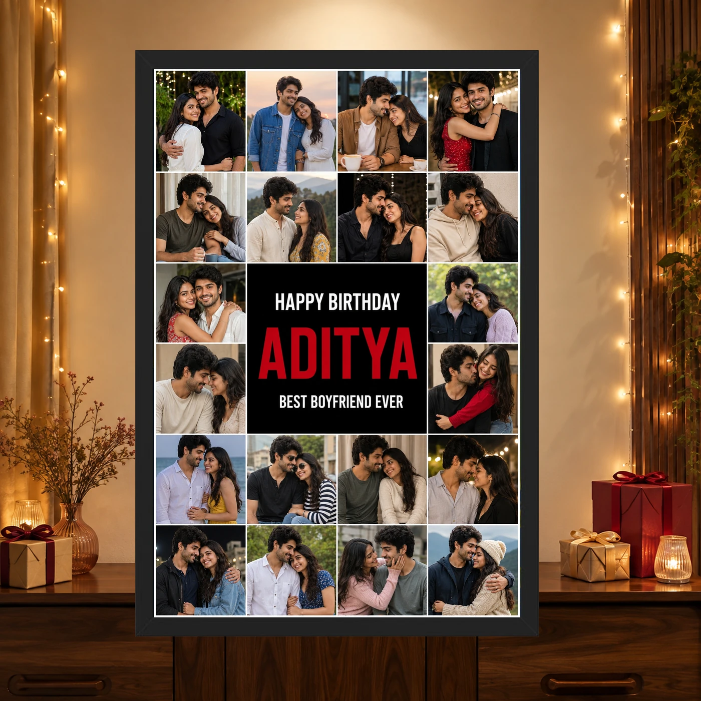Personalized Editorial Filmstrip Photo Grid Frame With Message, view 4