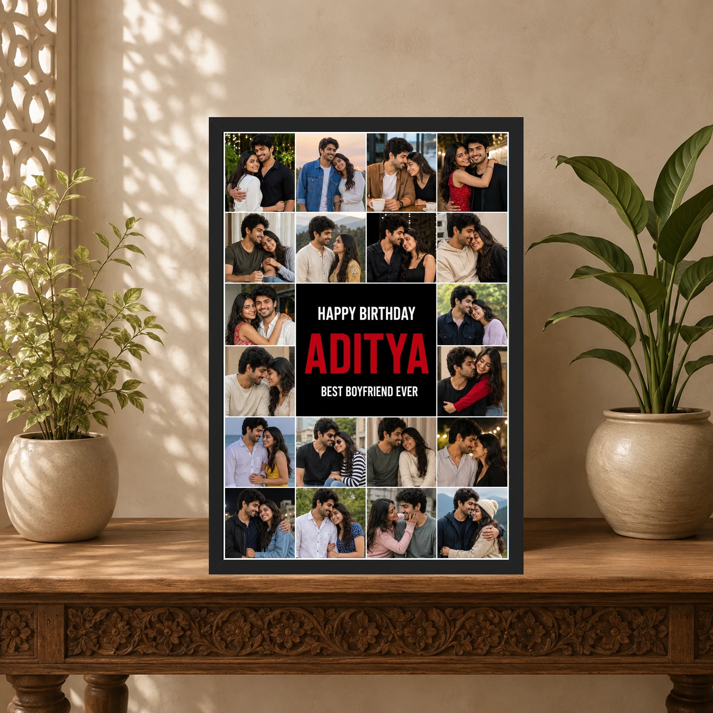 Personalized Editorial Filmstrip Photo Grid Frame With Message, view 5