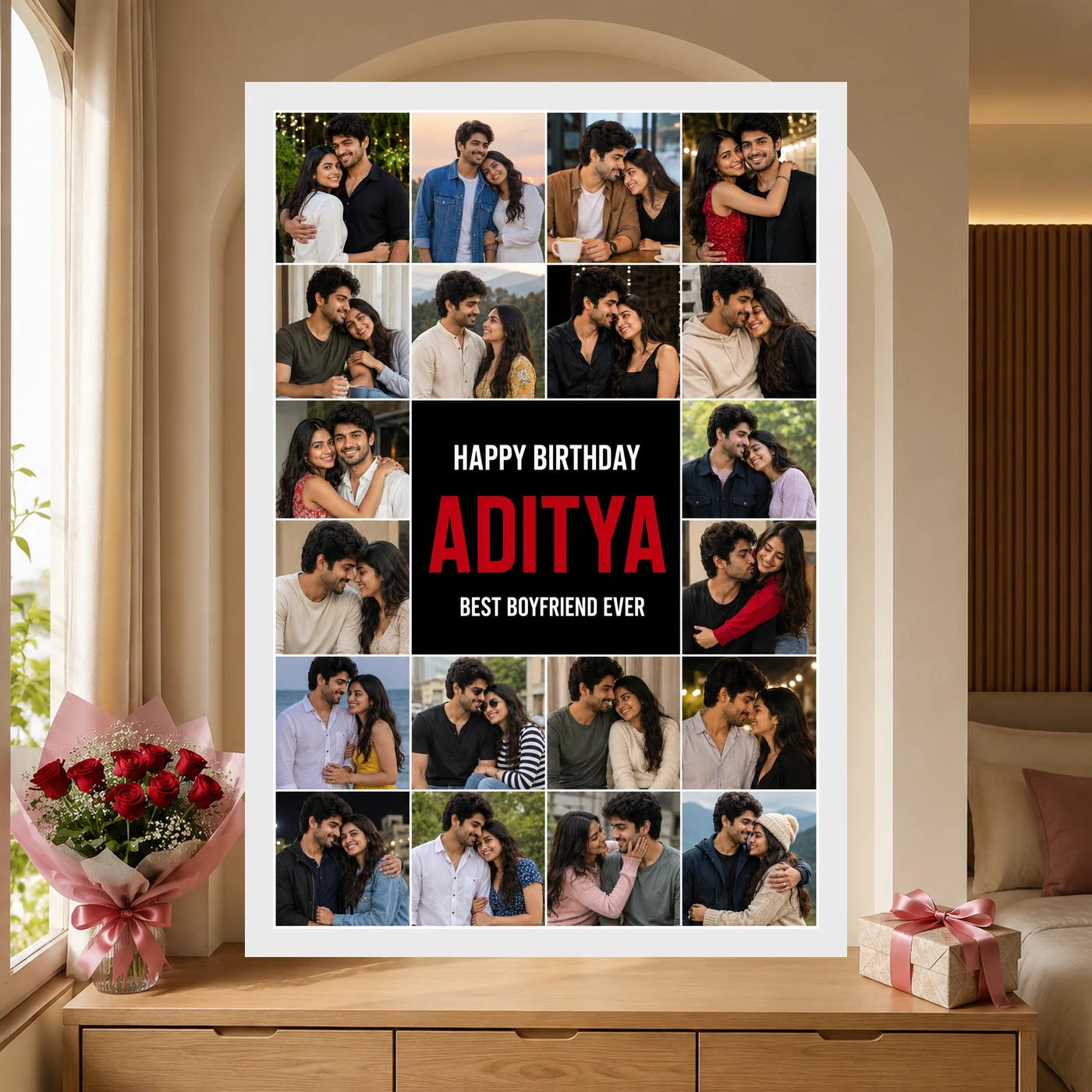 Personalized Editorial Filmstrip Photo Grid Frame With Message, view 6