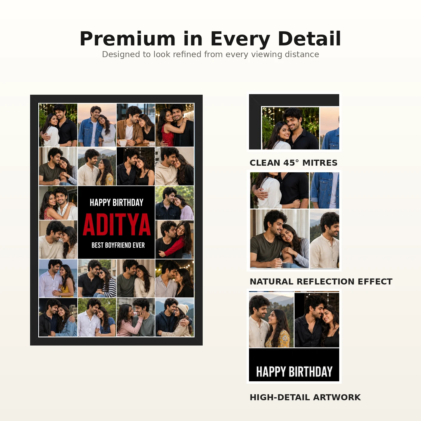 Personalized Editorial Filmstrip Photo Grid Frame With Message, view 9