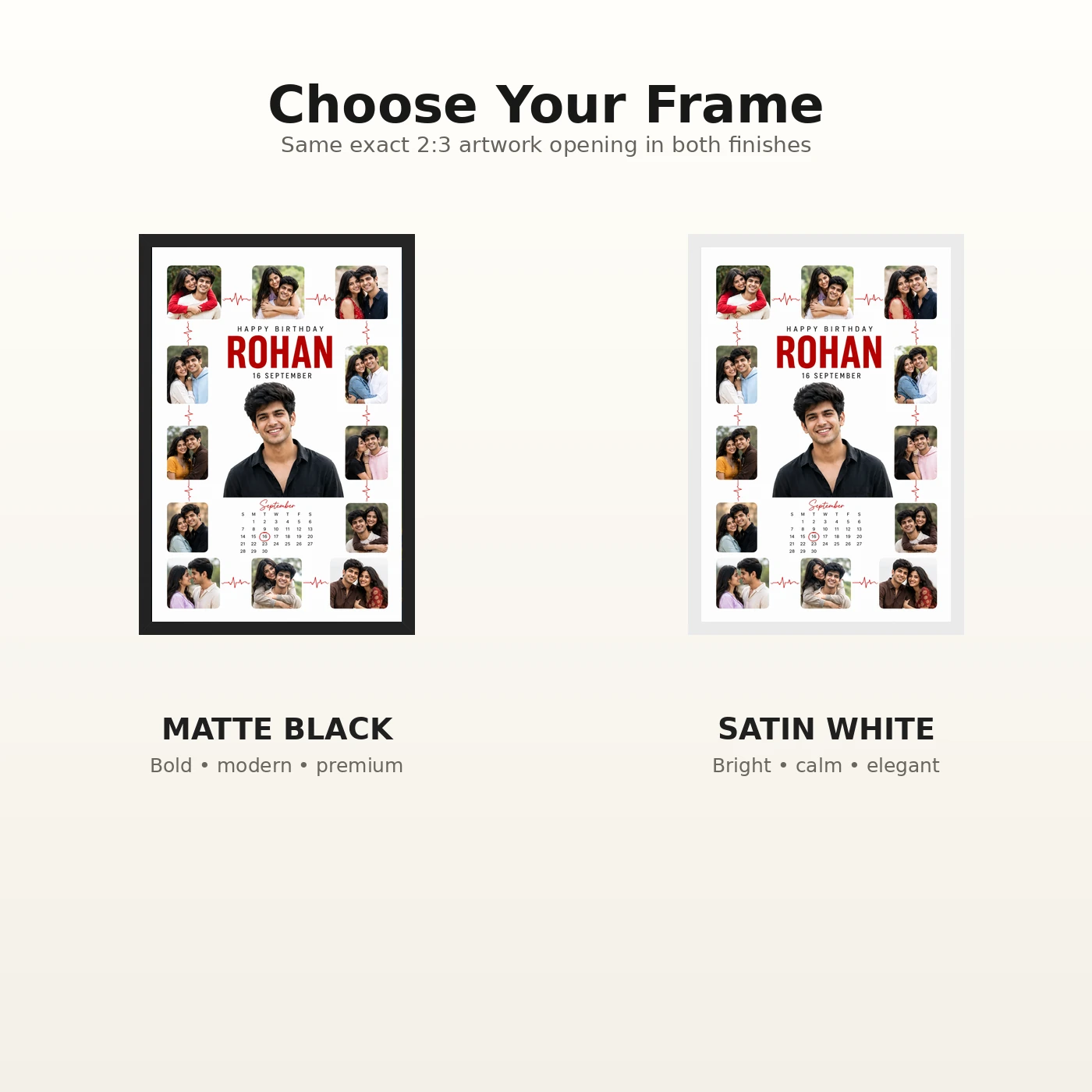 Personalized Heartline Timeline Photo Grid Frame With Message, view 7