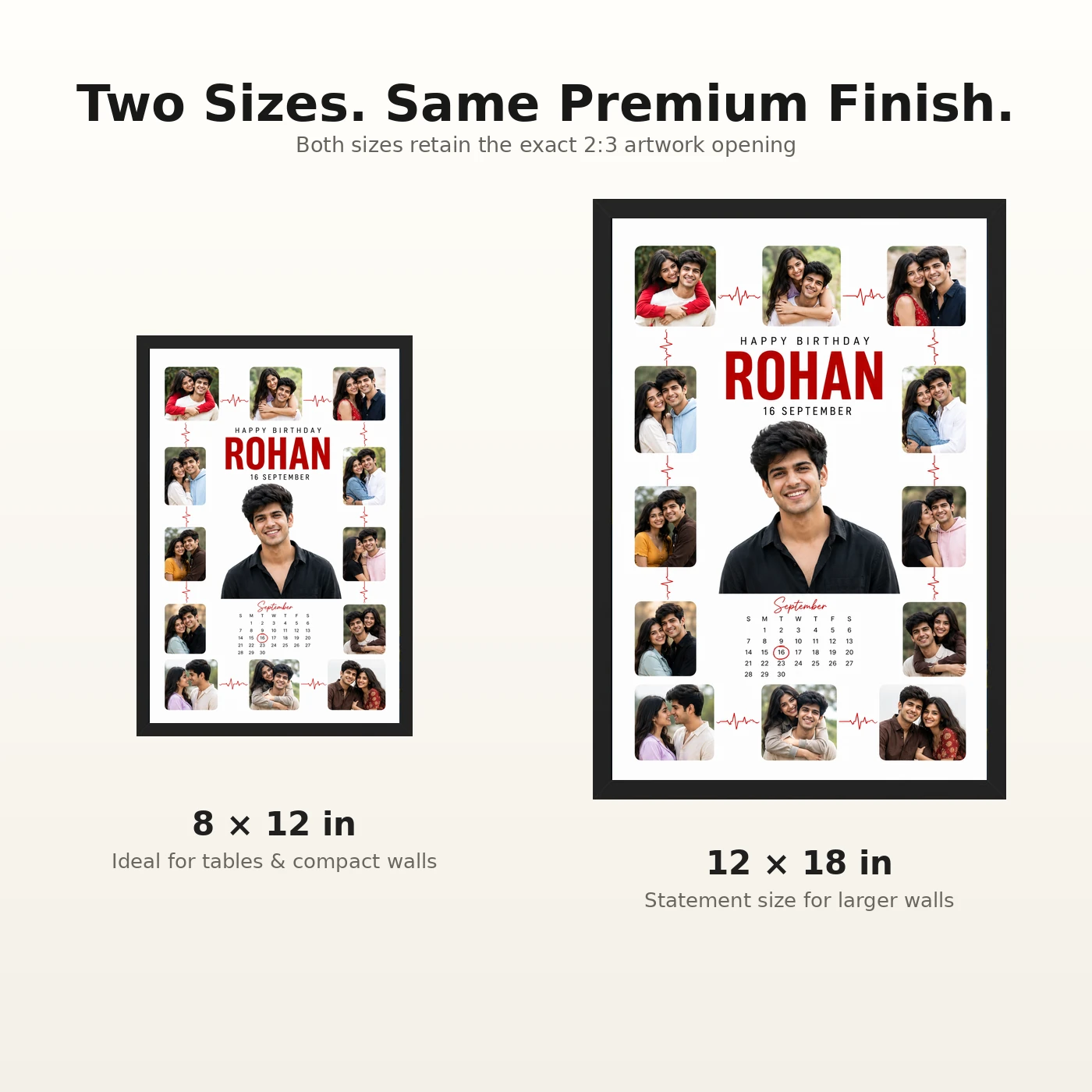 Personalized Heartline Timeline Photo Grid Frame With Message, view 8
