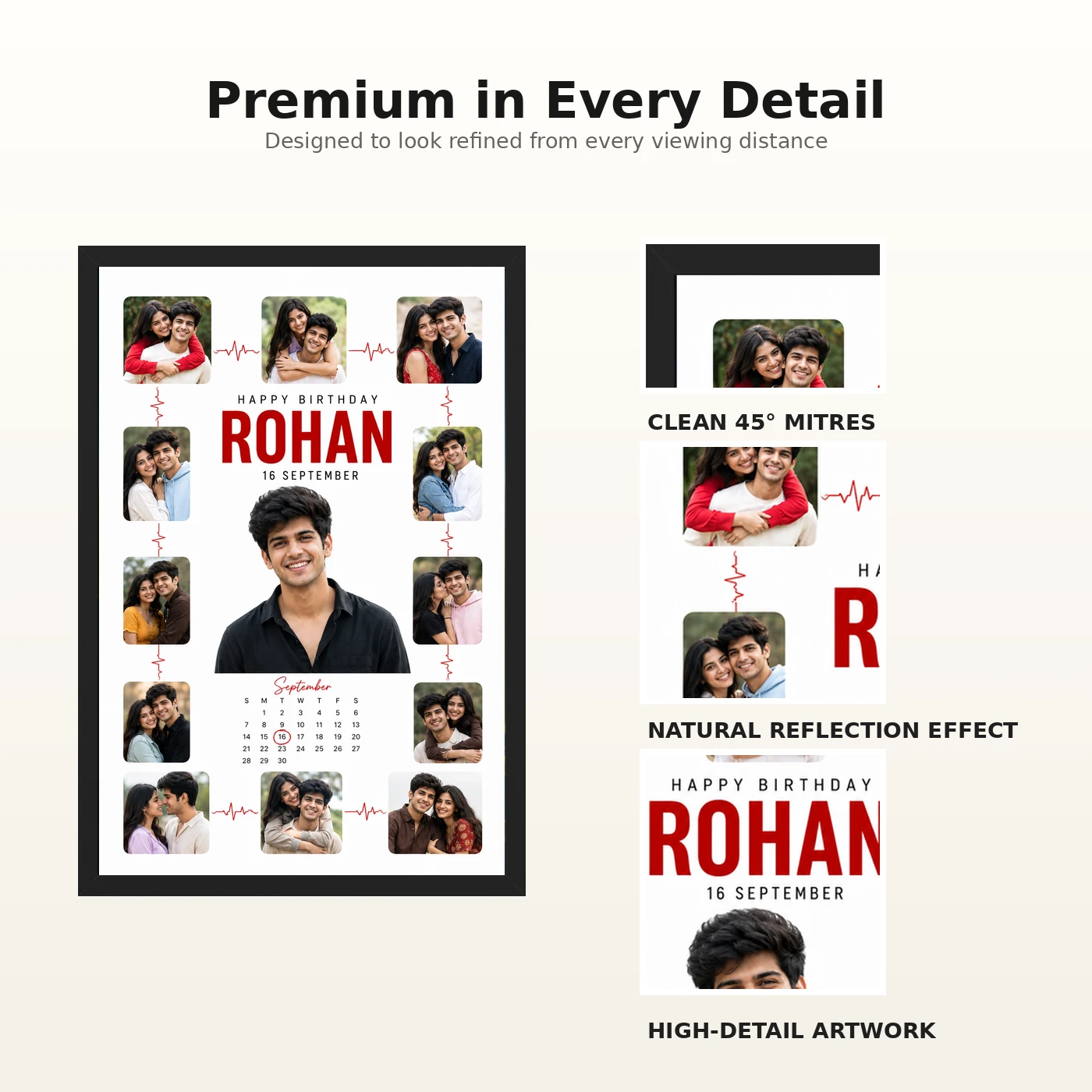 Personalized Heartline Timeline Photo Grid Frame With Message, view 9