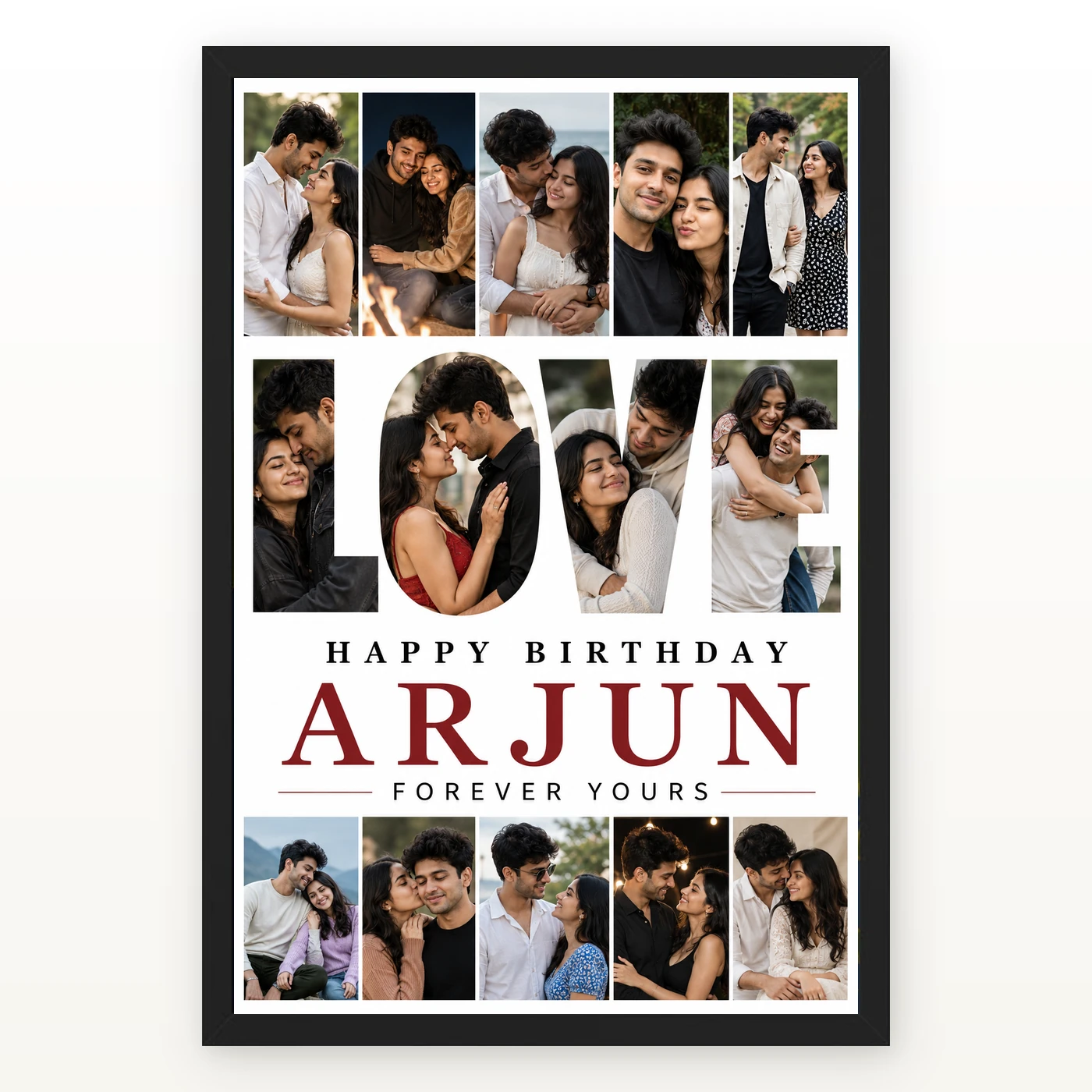 Personalized Letter And Memory Photo Grid Frame With Message