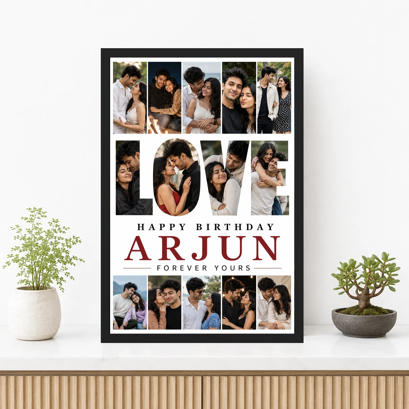 Personalized Letter And Memory Photo Grid Frame With Message, view 3