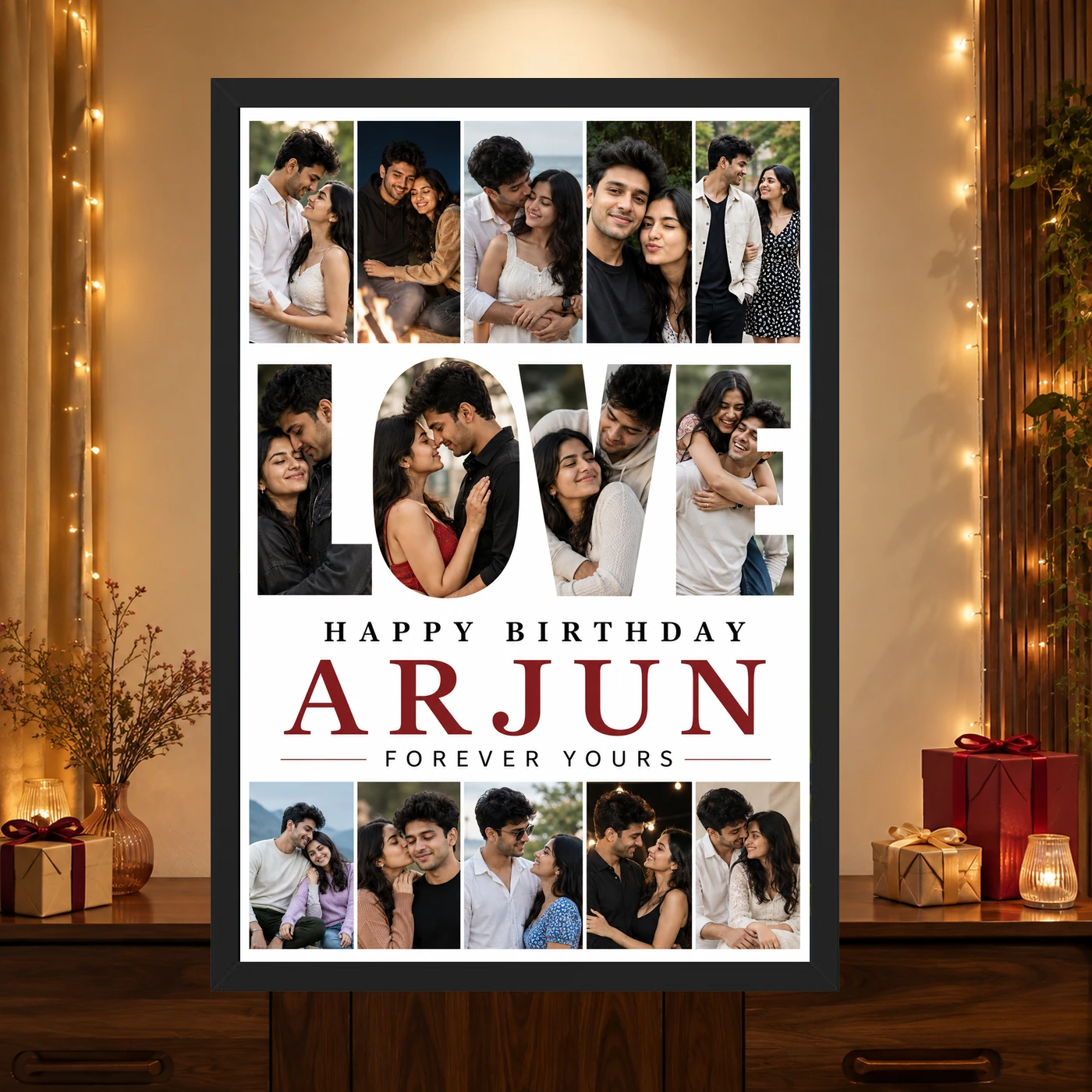 Personalized Letter And Memory Photo Grid Frame With Message, view 4