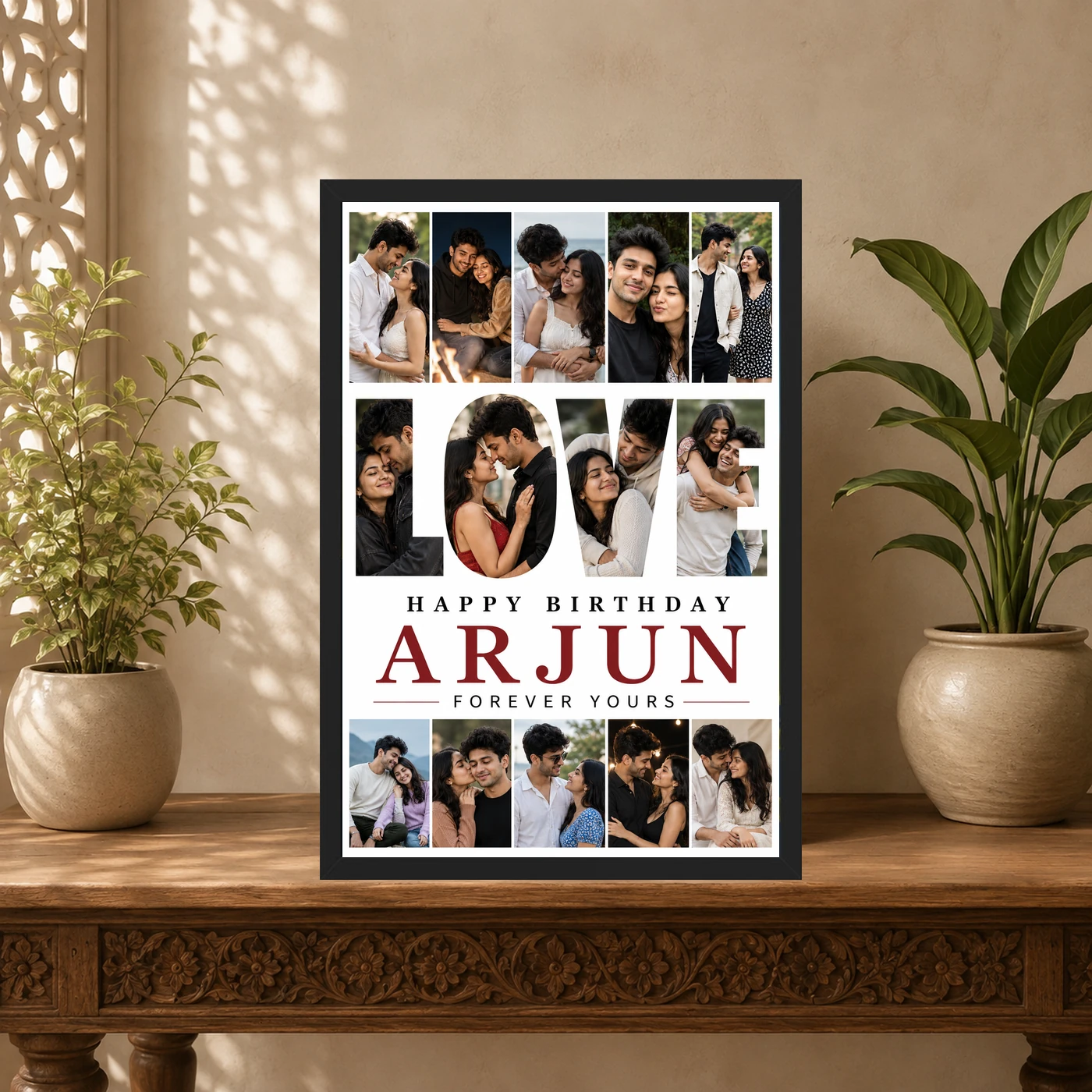 Personalized Letter And Memory Photo Grid Frame With Message, view 5