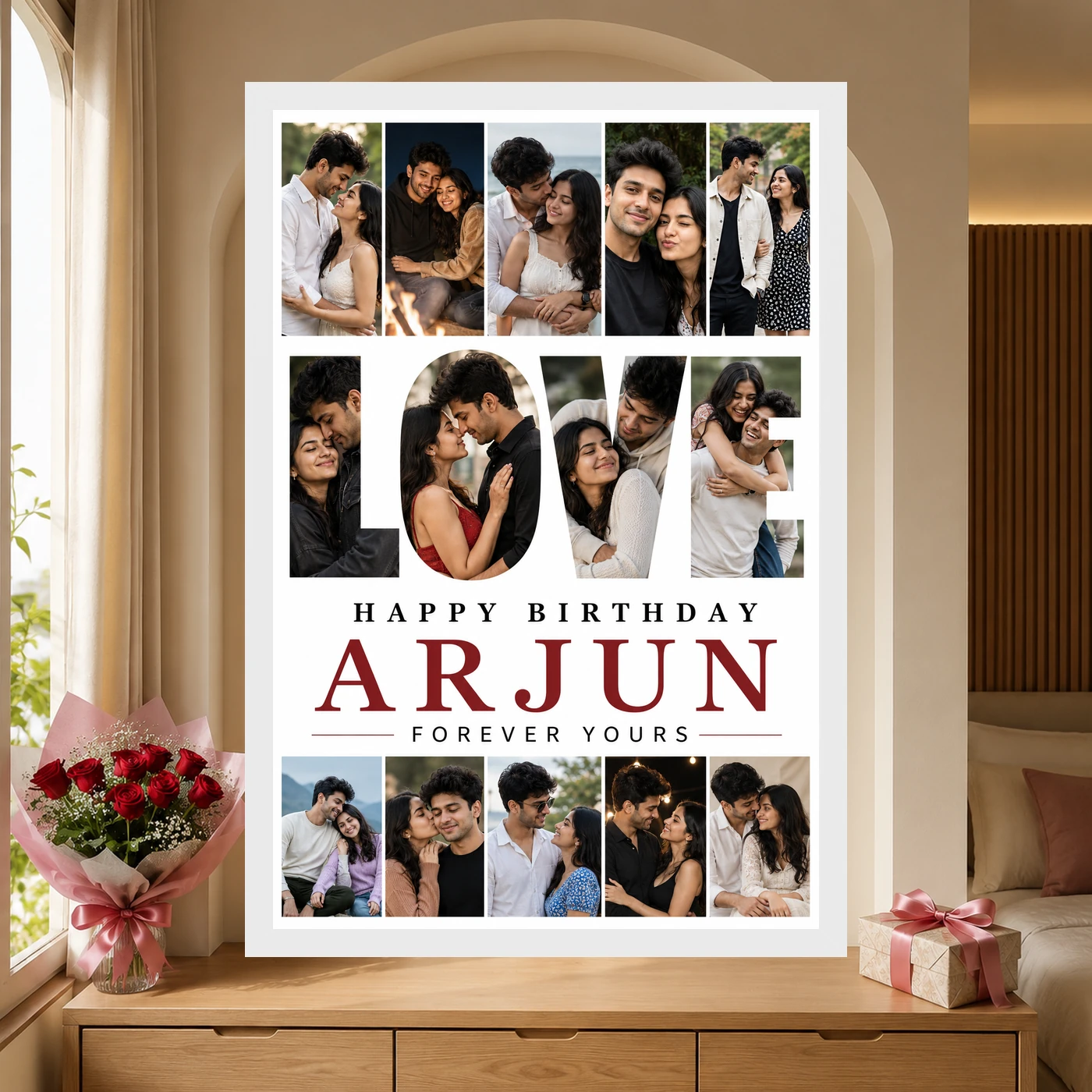 Personalized Letter And Memory Photo Grid Frame With Message, view 6