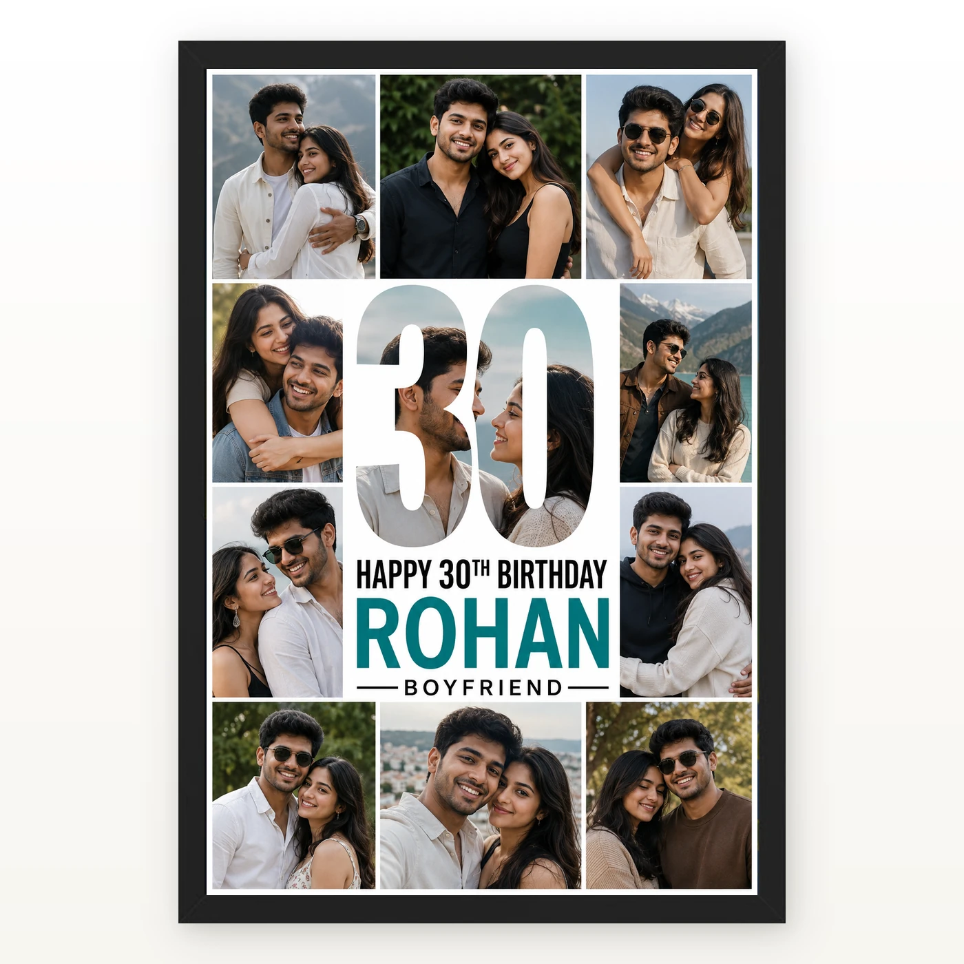 Personalized Milestone Number Photo Mosaic Frame With Message