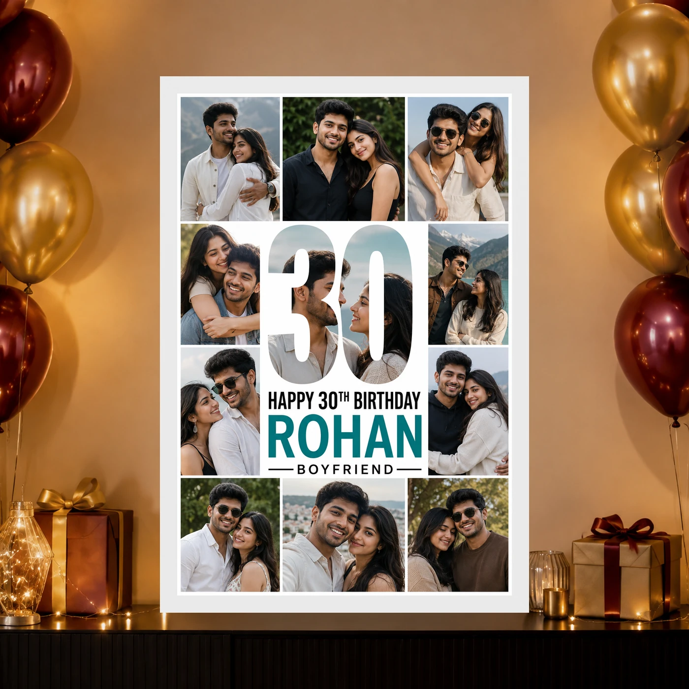 Personalized Milestone Number Photo Mosaic Frame With Message, view 10
