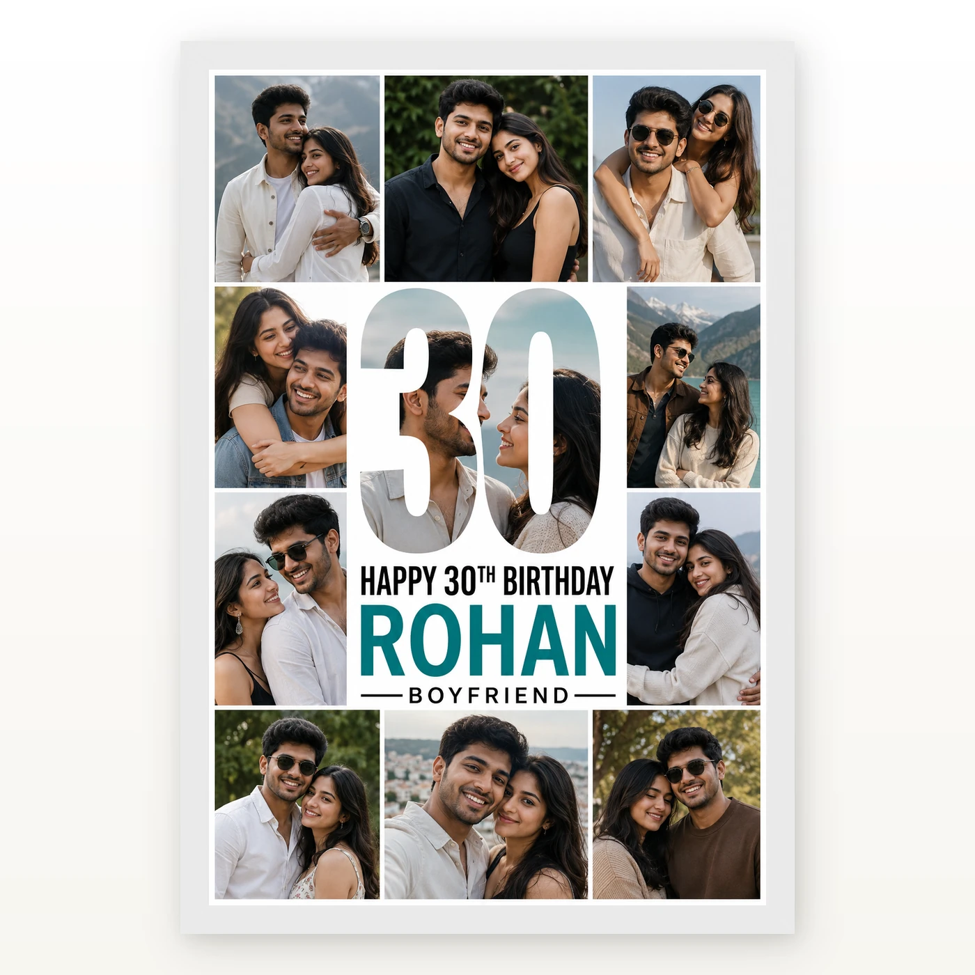 Personalized Milestone Number Photo Mosaic Frame With Message, view 2