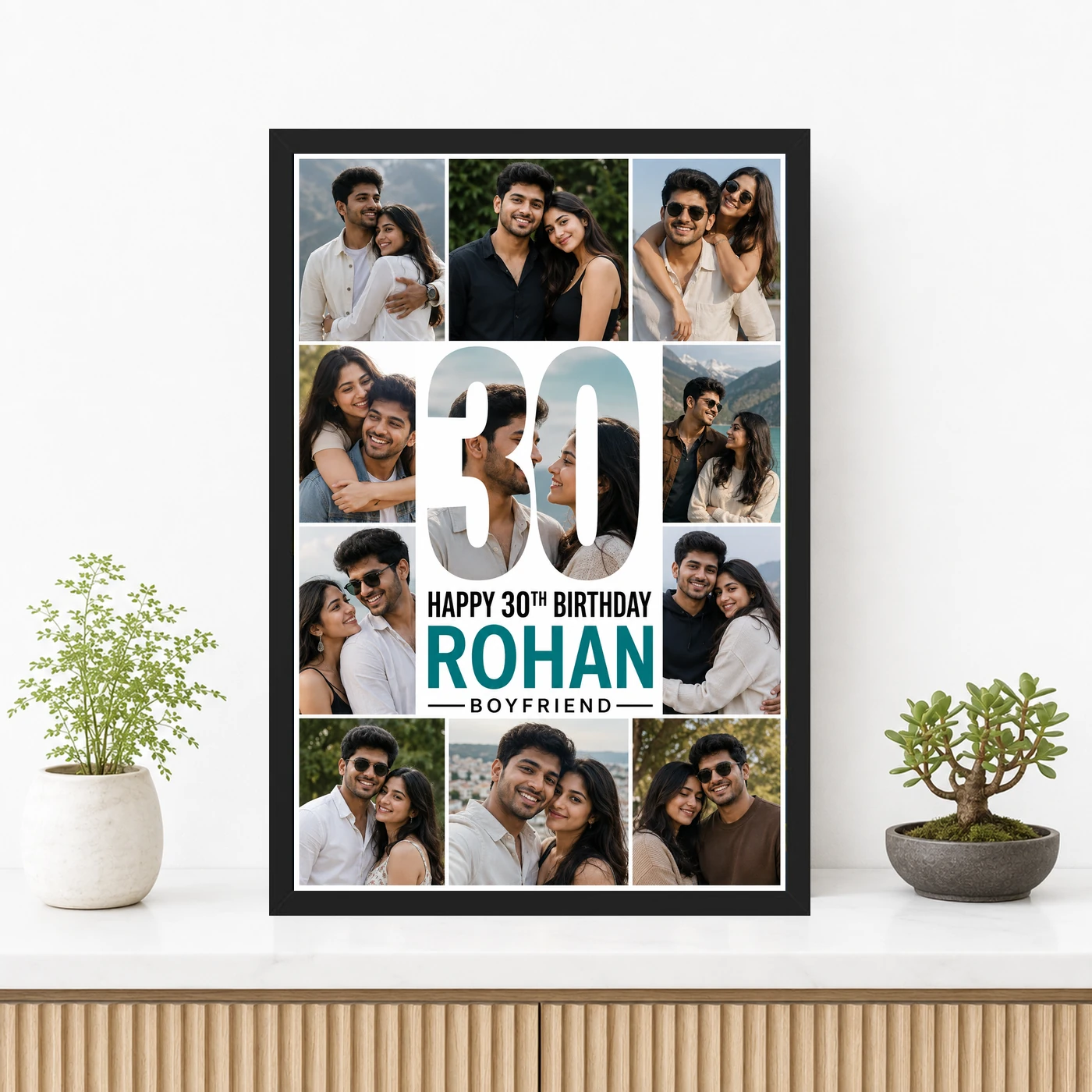 Personalized Milestone Number Photo Mosaic Frame With Message, view 3
