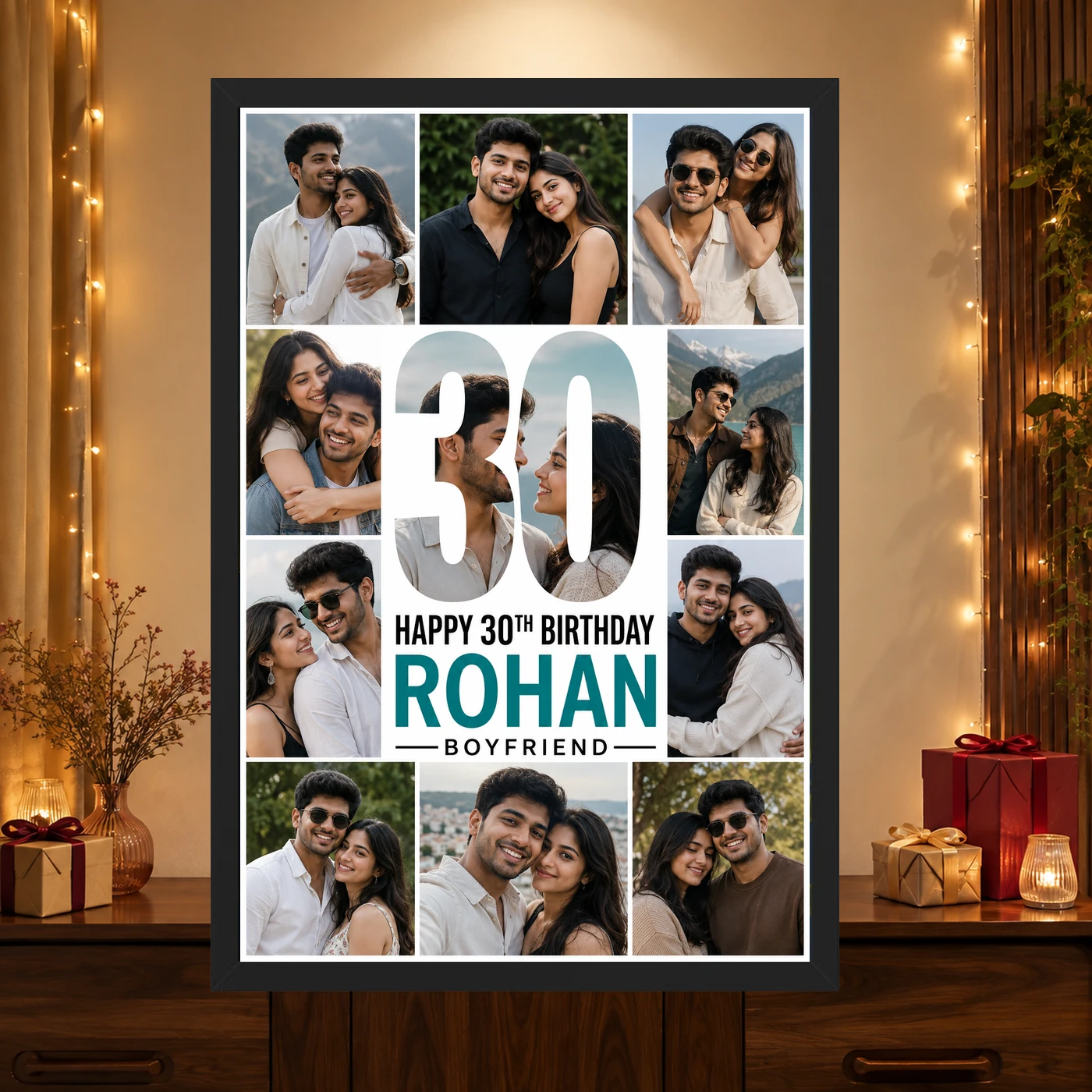 Personalized Milestone Number Photo Mosaic Frame With Message, view 4