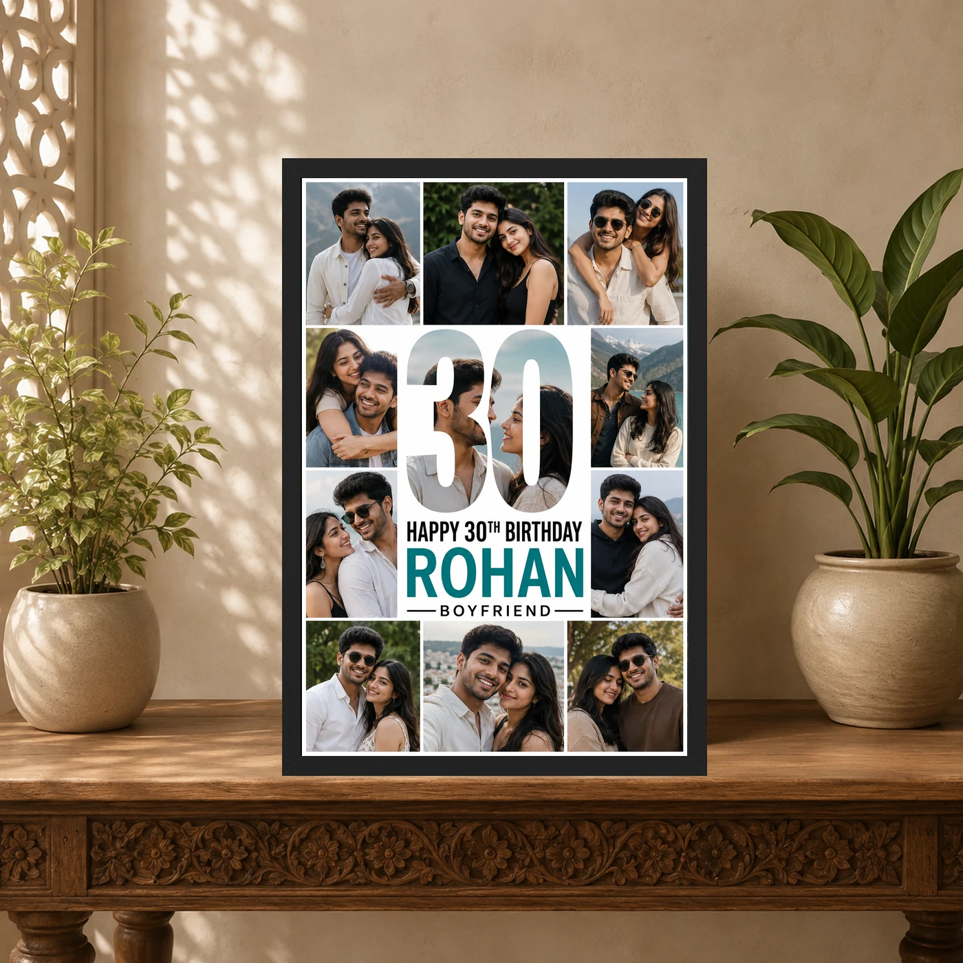 Personalized Milestone Number Photo Mosaic Frame With Message, view 5